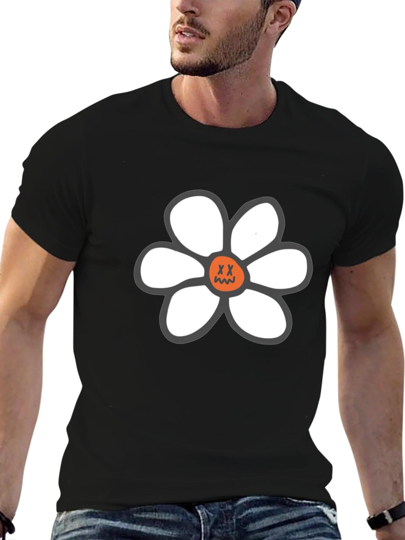 Daisy Graphic T-Shirt - Relaxed Fit Black Tee