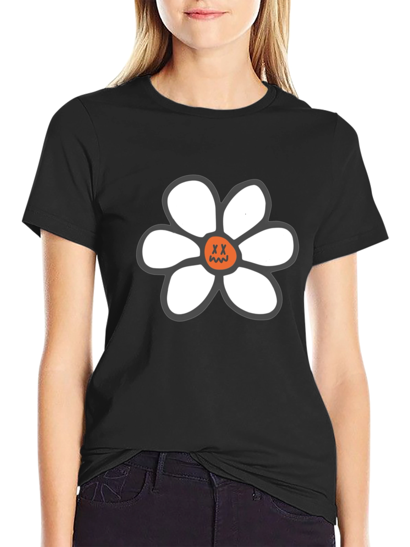 Daisy Graphic T-Shirt - Relaxed Fit Black Tee