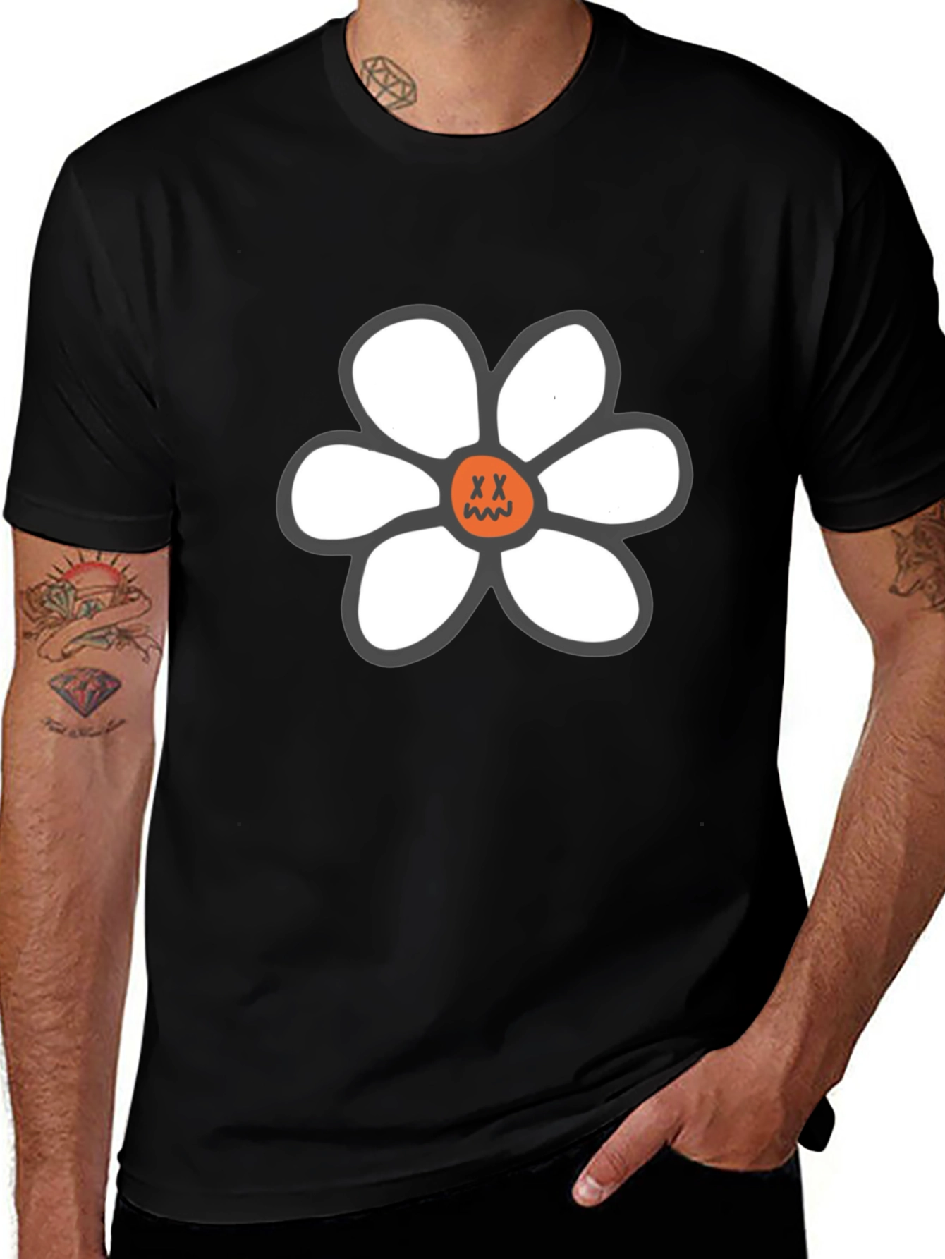 Daisy Graphic T-Shirt - Relaxed Fit Black Tee