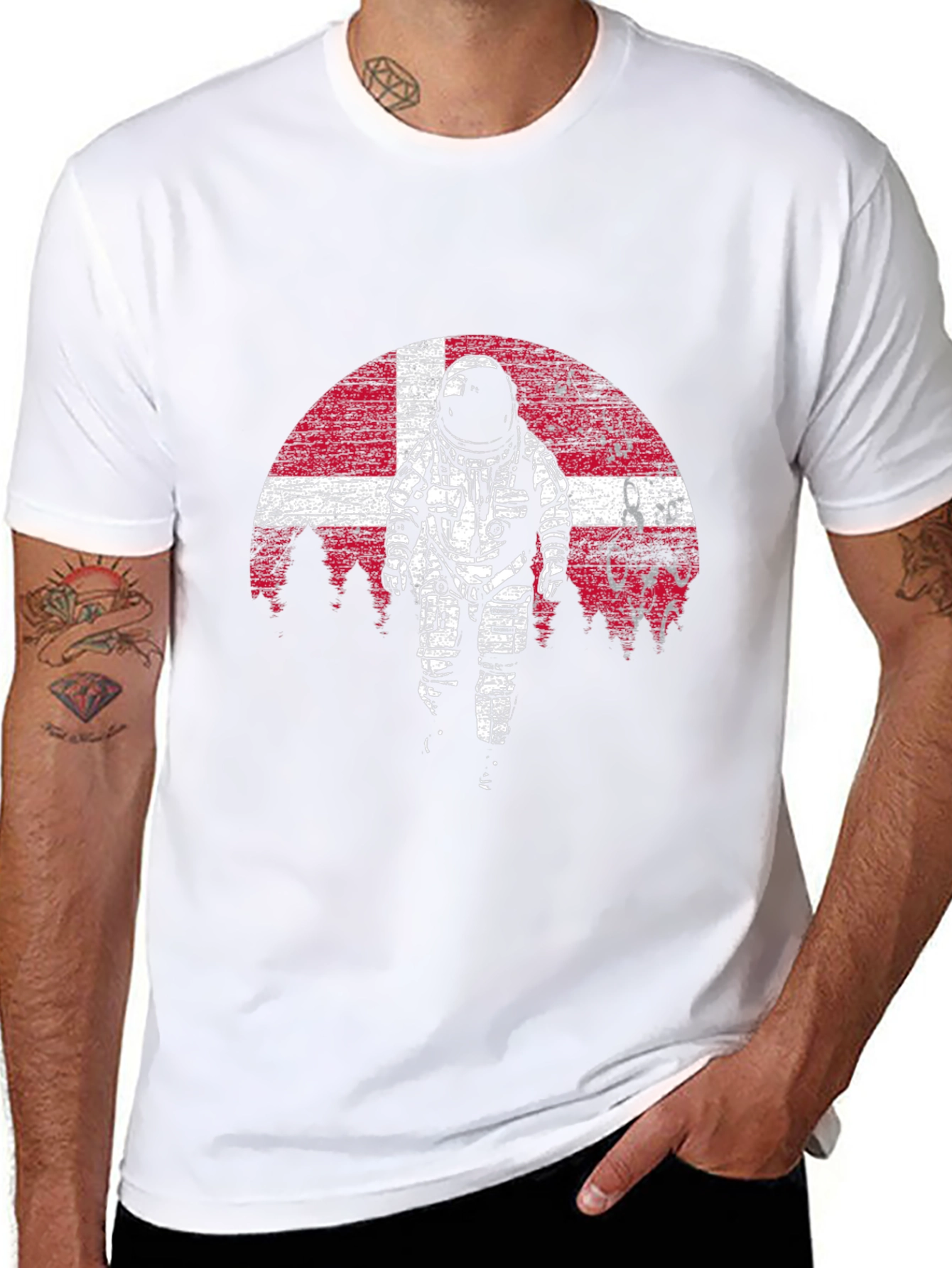 Astronaut Denmark Flag Graphic Tee