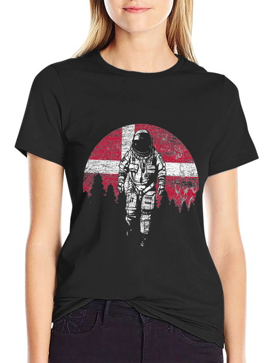 Astronaut Denmark Flag Graphic Tee