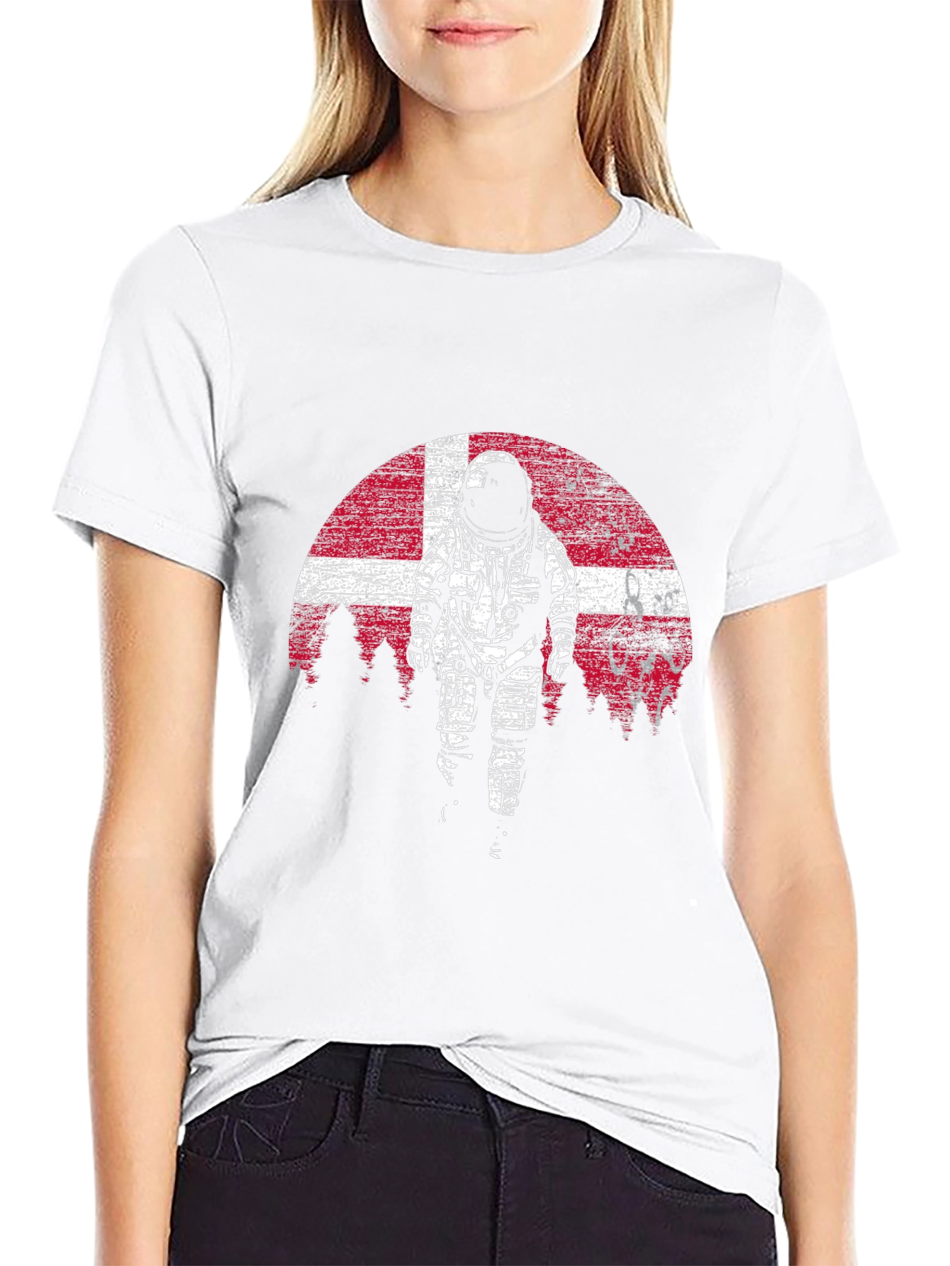 Astronaut Denmark Flag Graphic Tee