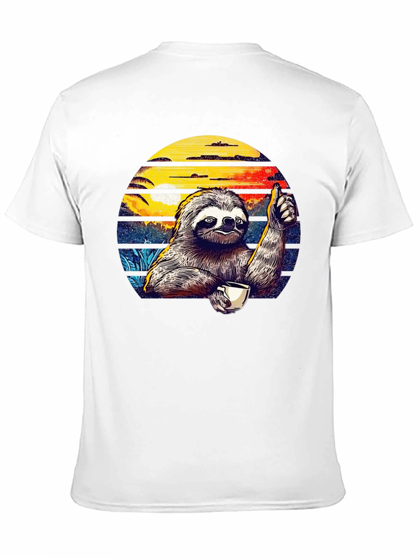 Chill Sloth Coffee T-Shirt - Thumbs Up Design