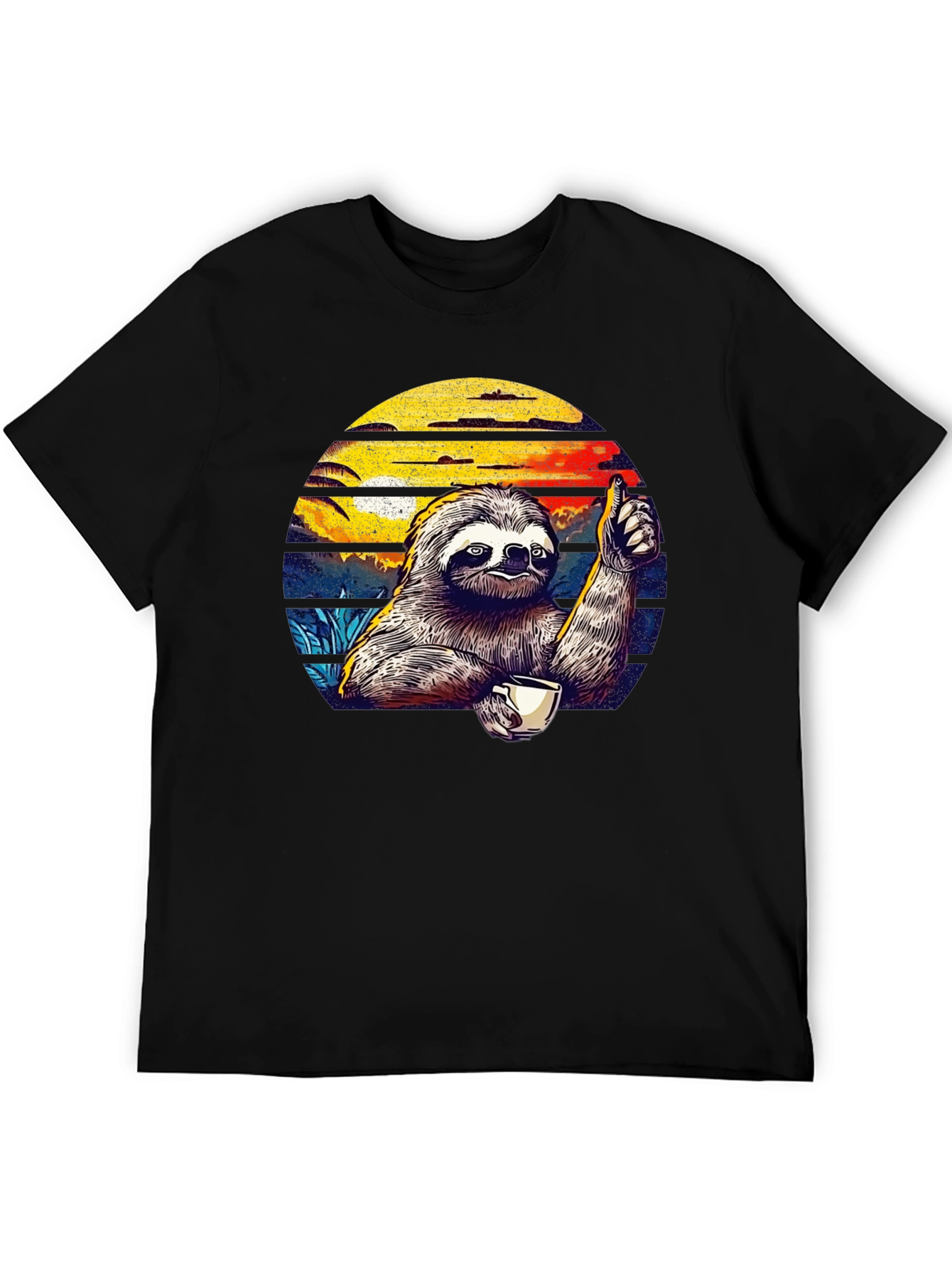 Chill Sloth Coffee T-Shirt - Thumbs Up Design