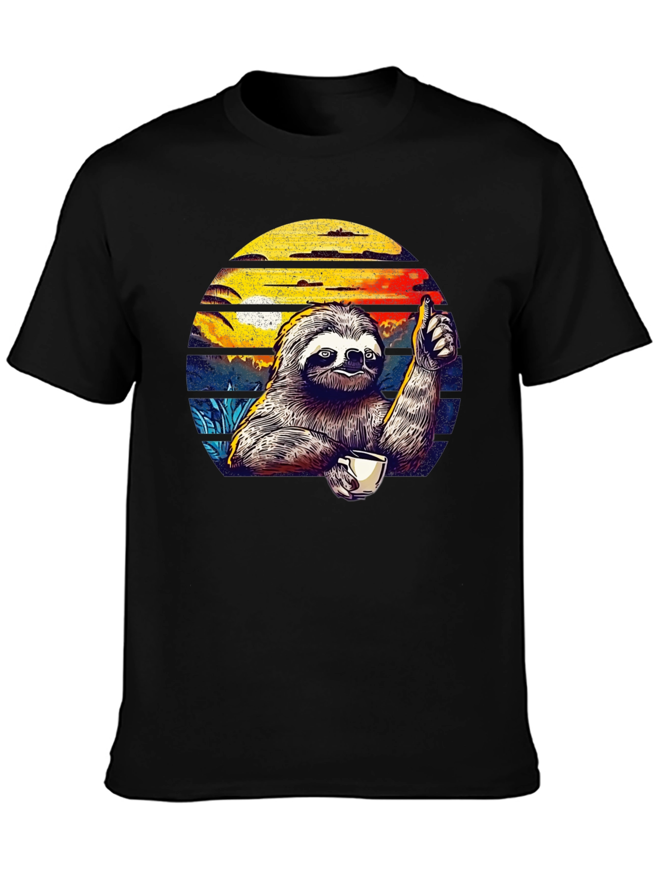 Chill Sloth Coffee T-Shirt - Thumbs Up Design
