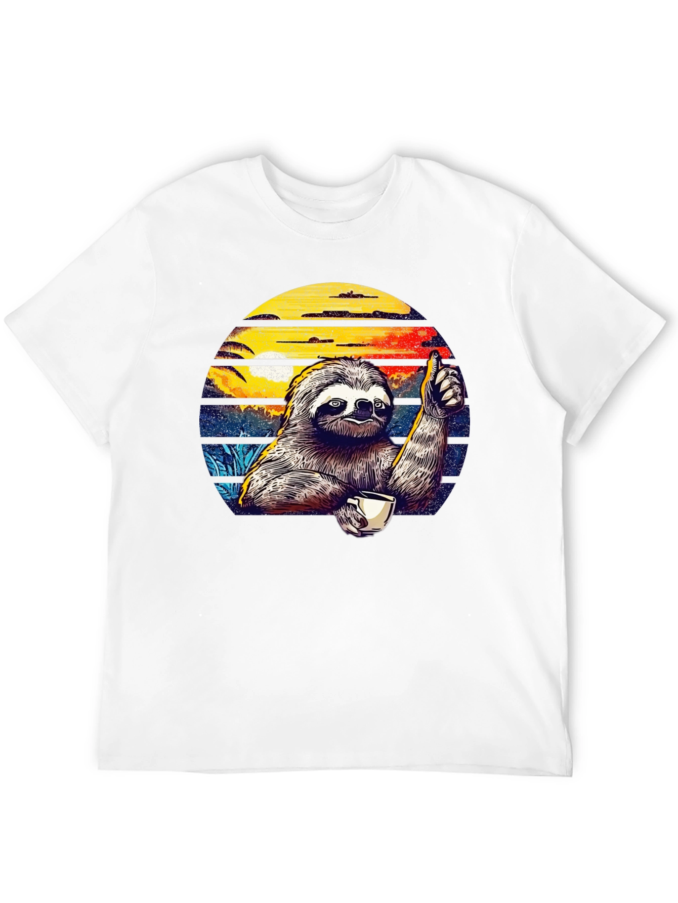 Chill Sloth Coffee T-Shirt - Thumbs Up Design
