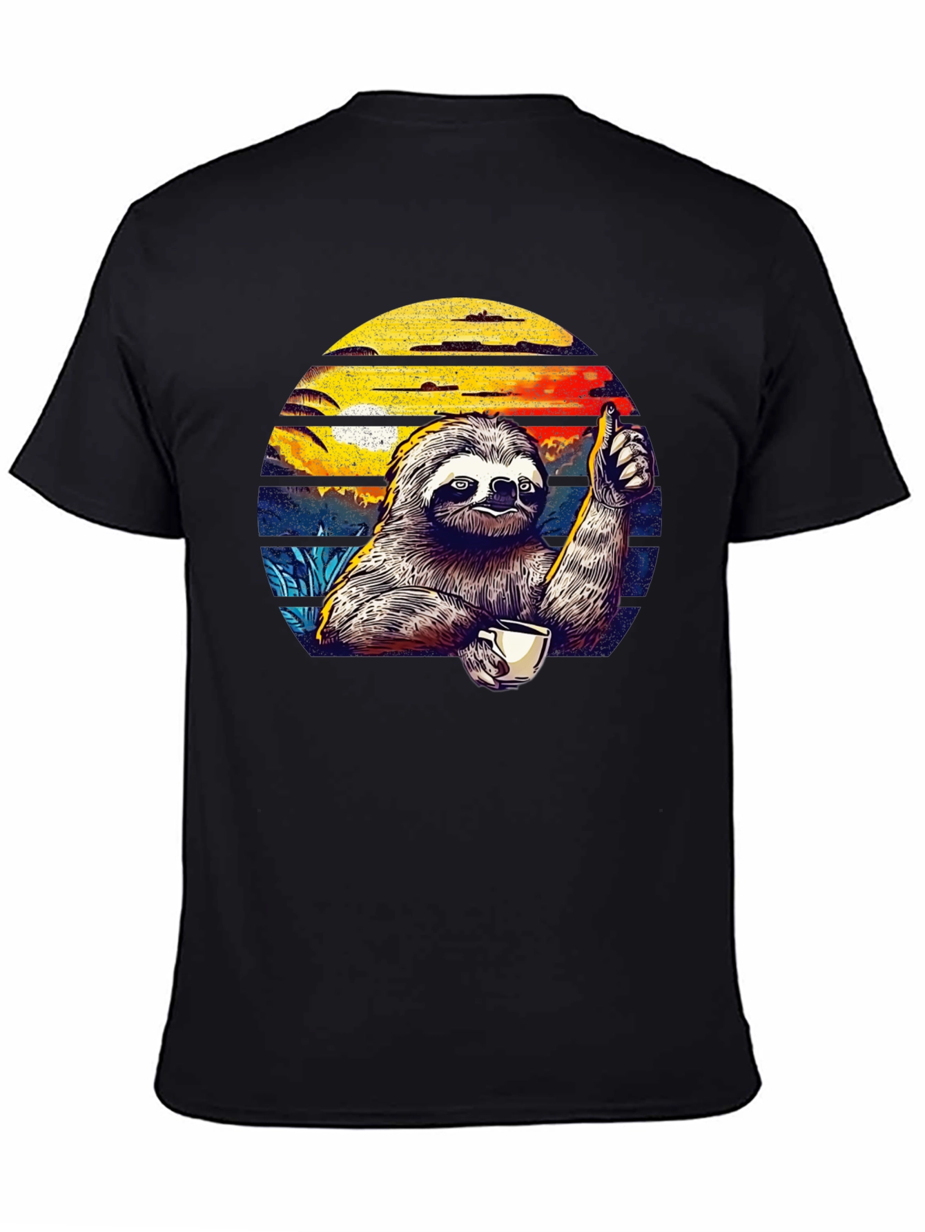 Chill Sloth Coffee T-Shirt - Thumbs Up Design