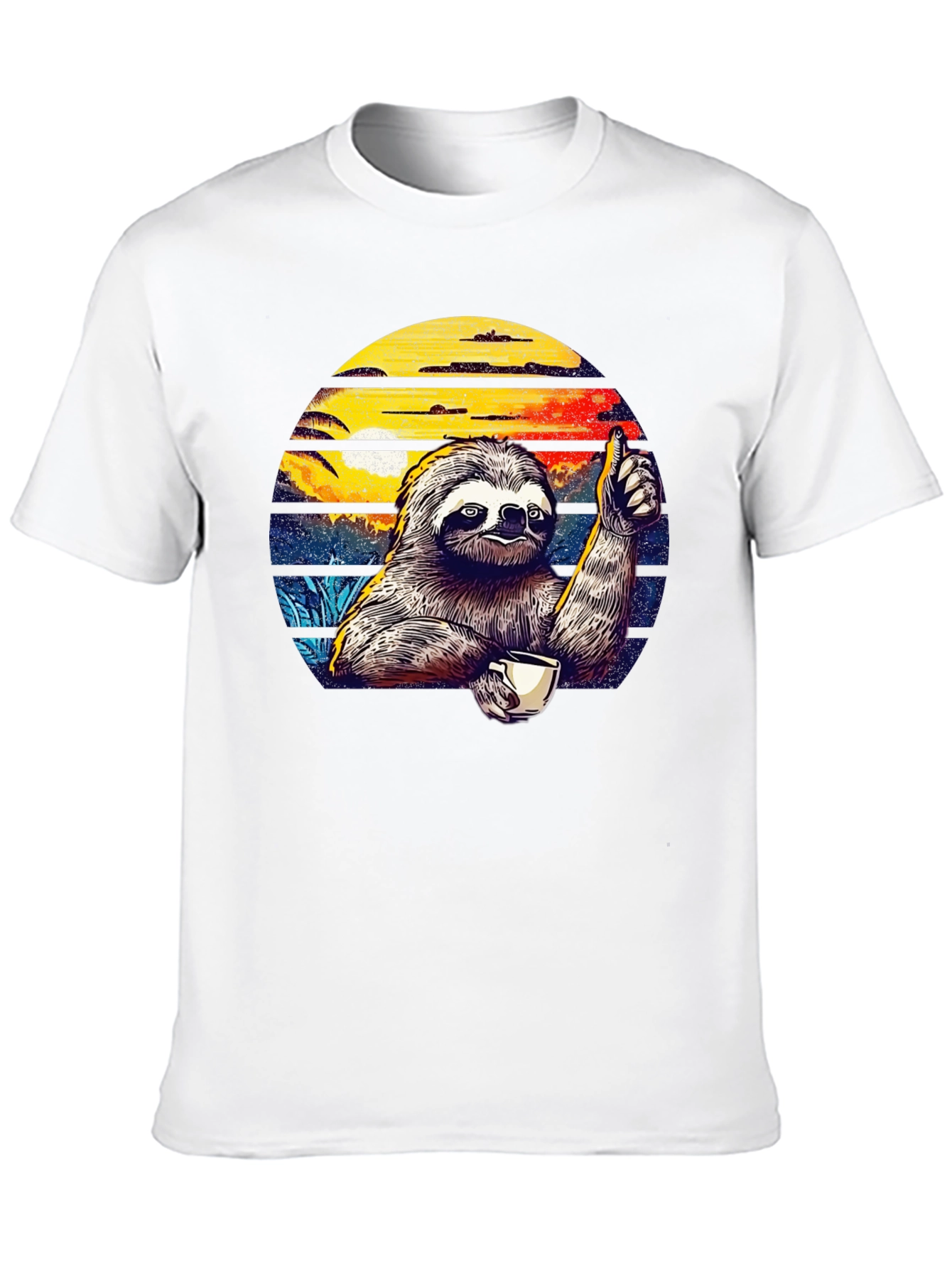Chill Sloth Coffee T-Shirt - Thumbs Up Design