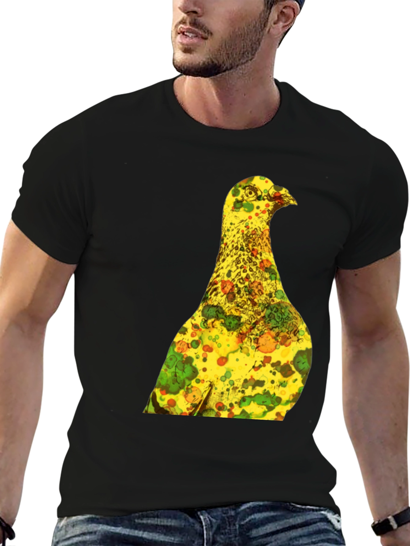 Unique Graphic Tee - Abstract Bird Print