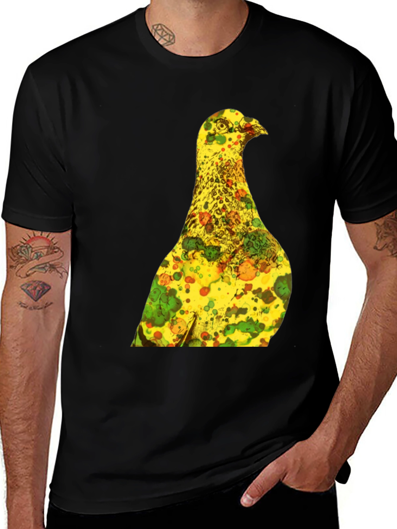 Unique Graphic Tee - Abstract Bird Print