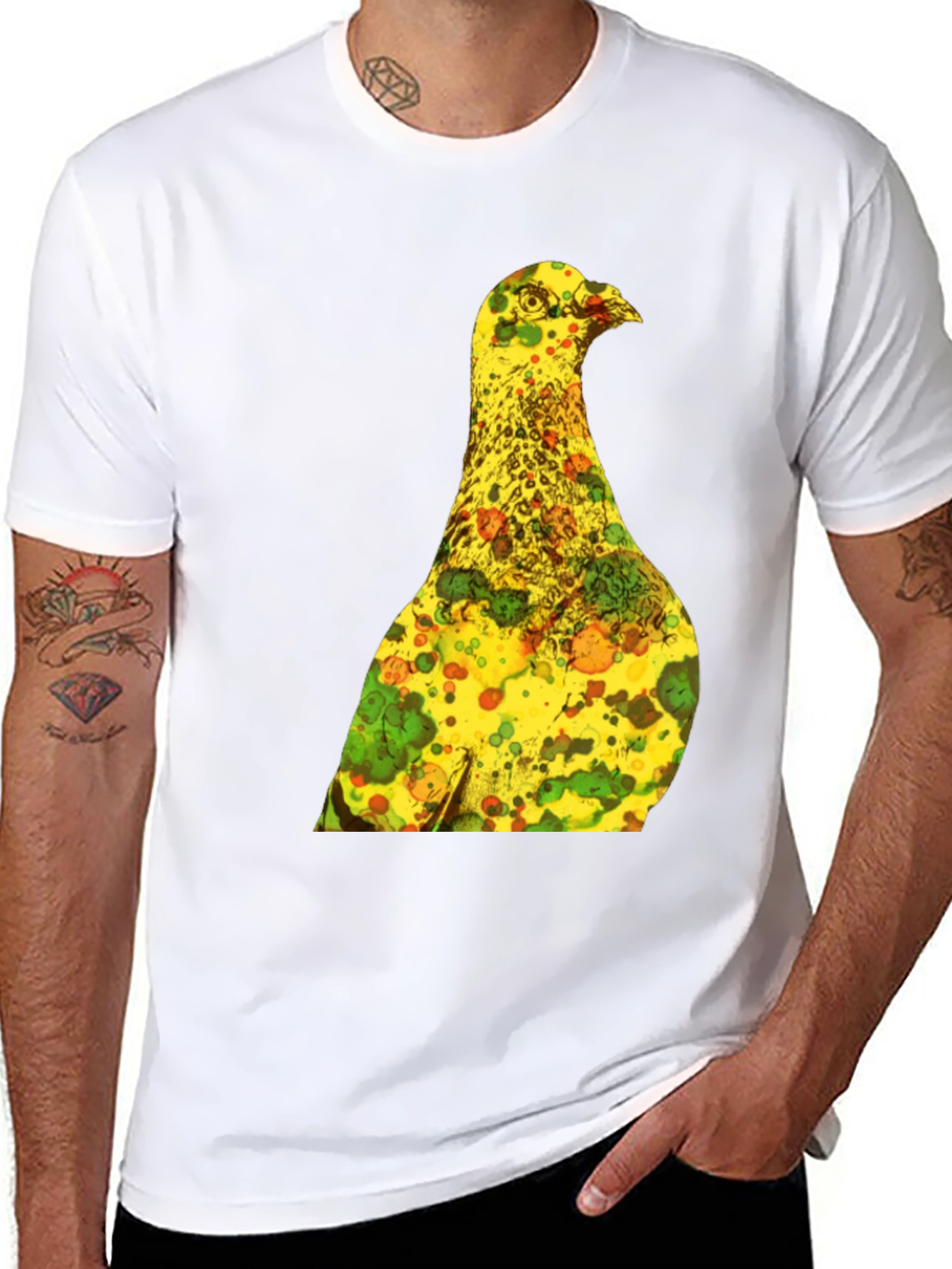 Unique Graphic Tee - Abstract Bird Print