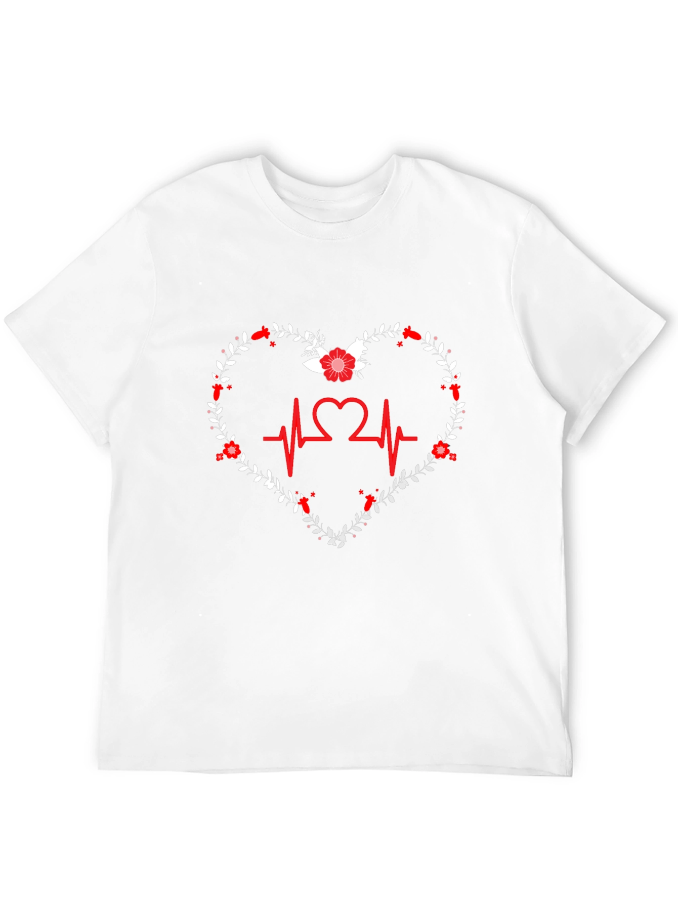 Heartbeat Floral Heart Graphic Tee - Black