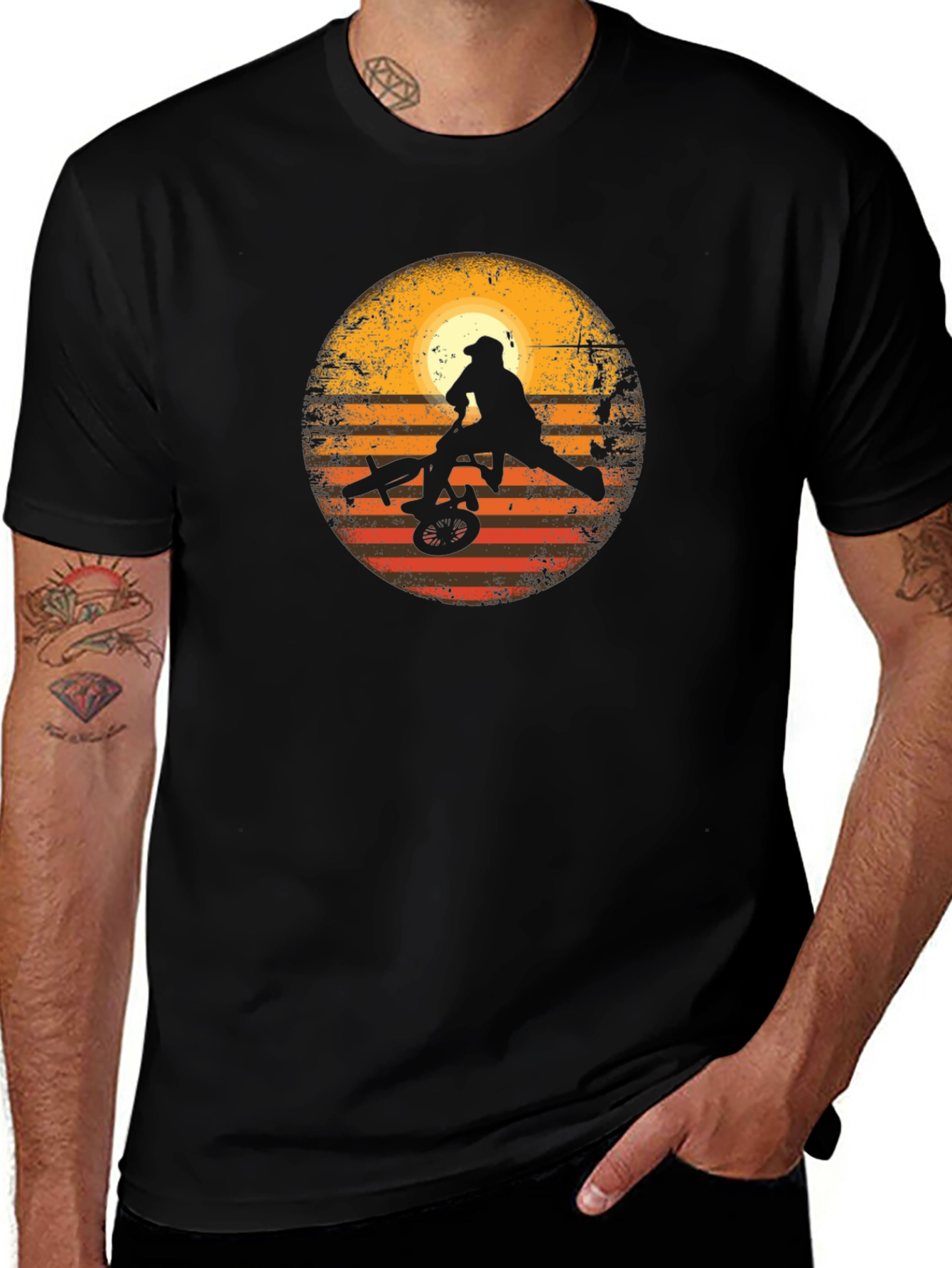 BMX Sunset Silhouette Graphic T-Shirt