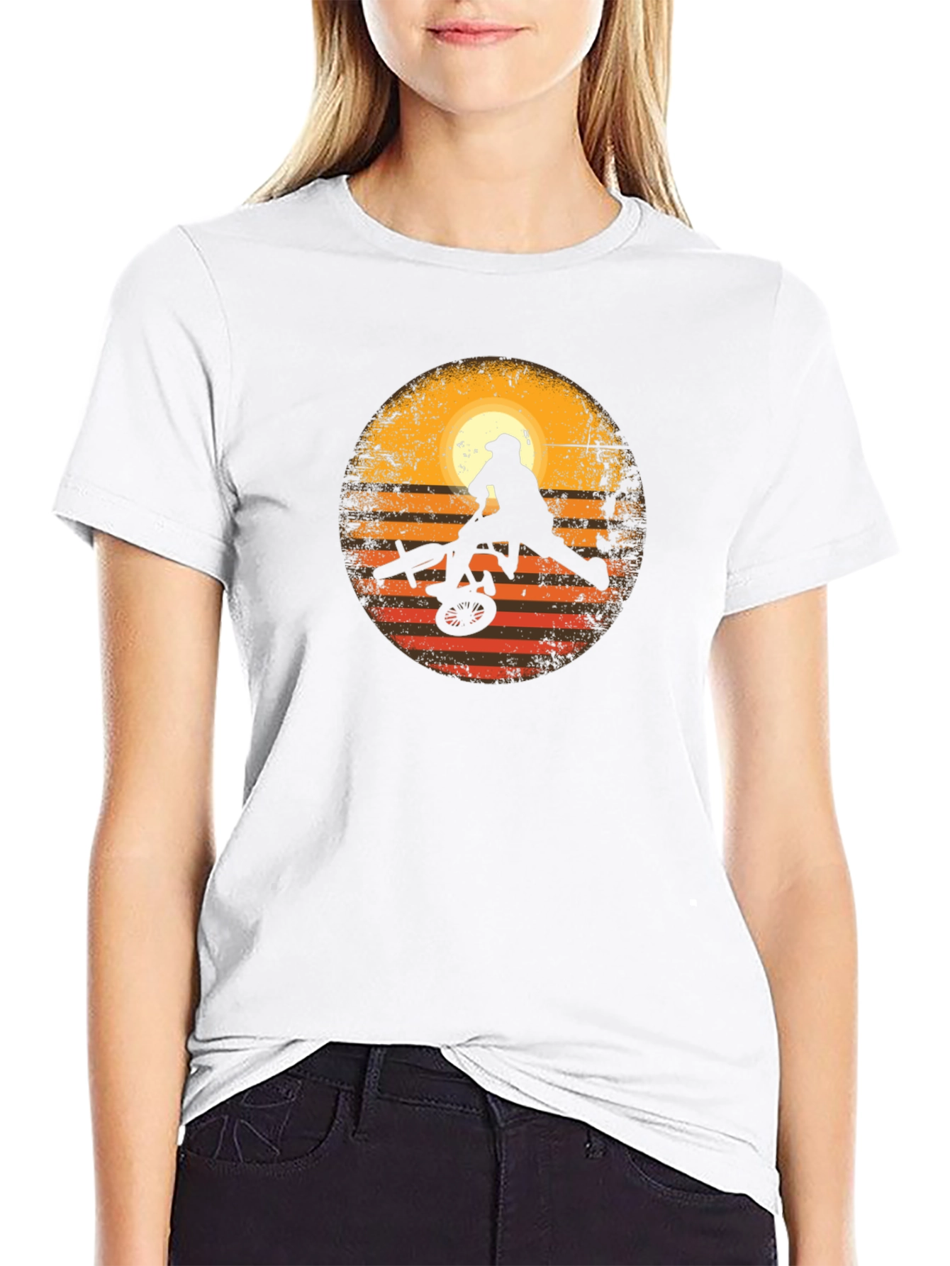 BMX Sunset Silhouette Graphic T-Shirt