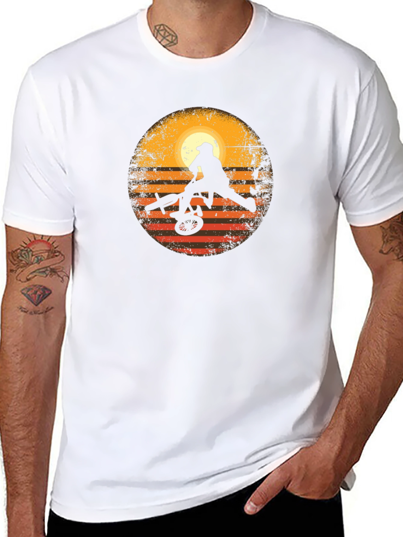 BMX Sunset Silhouette Graphic T-Shirt