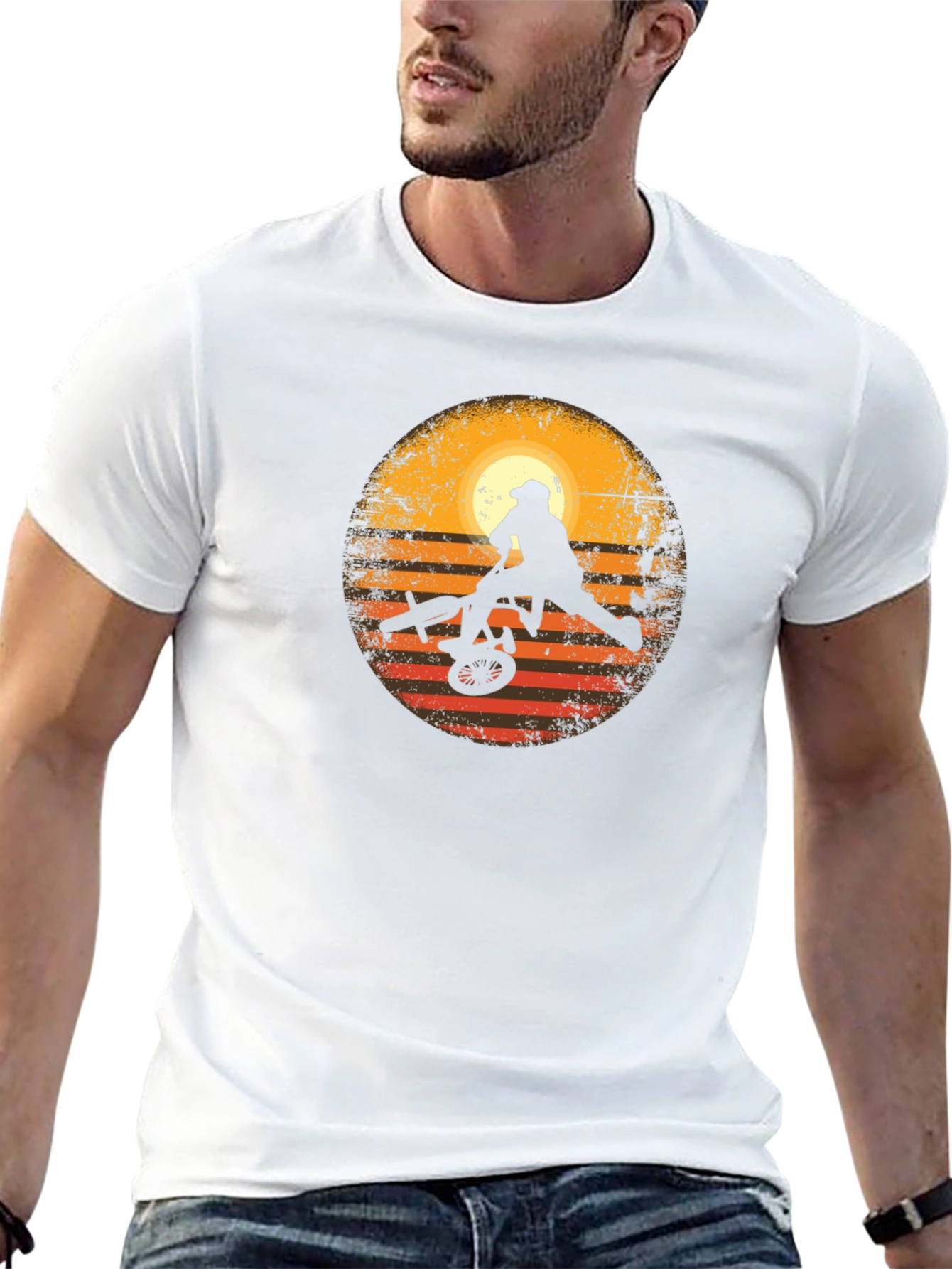 BMX Sunset Silhouette Graphic T-Shirt