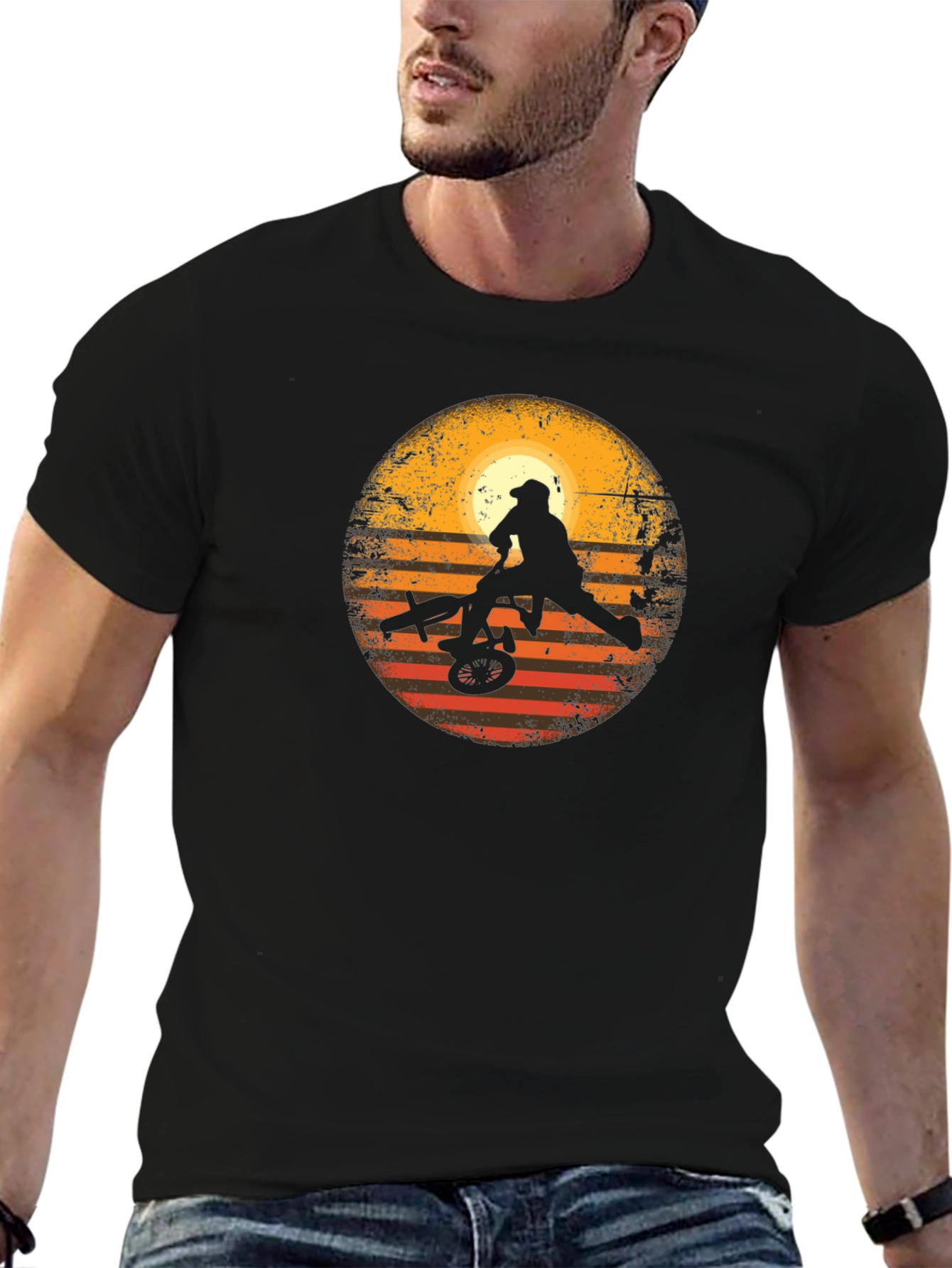 BMX Sunset Silhouette Graphic T-Shirt