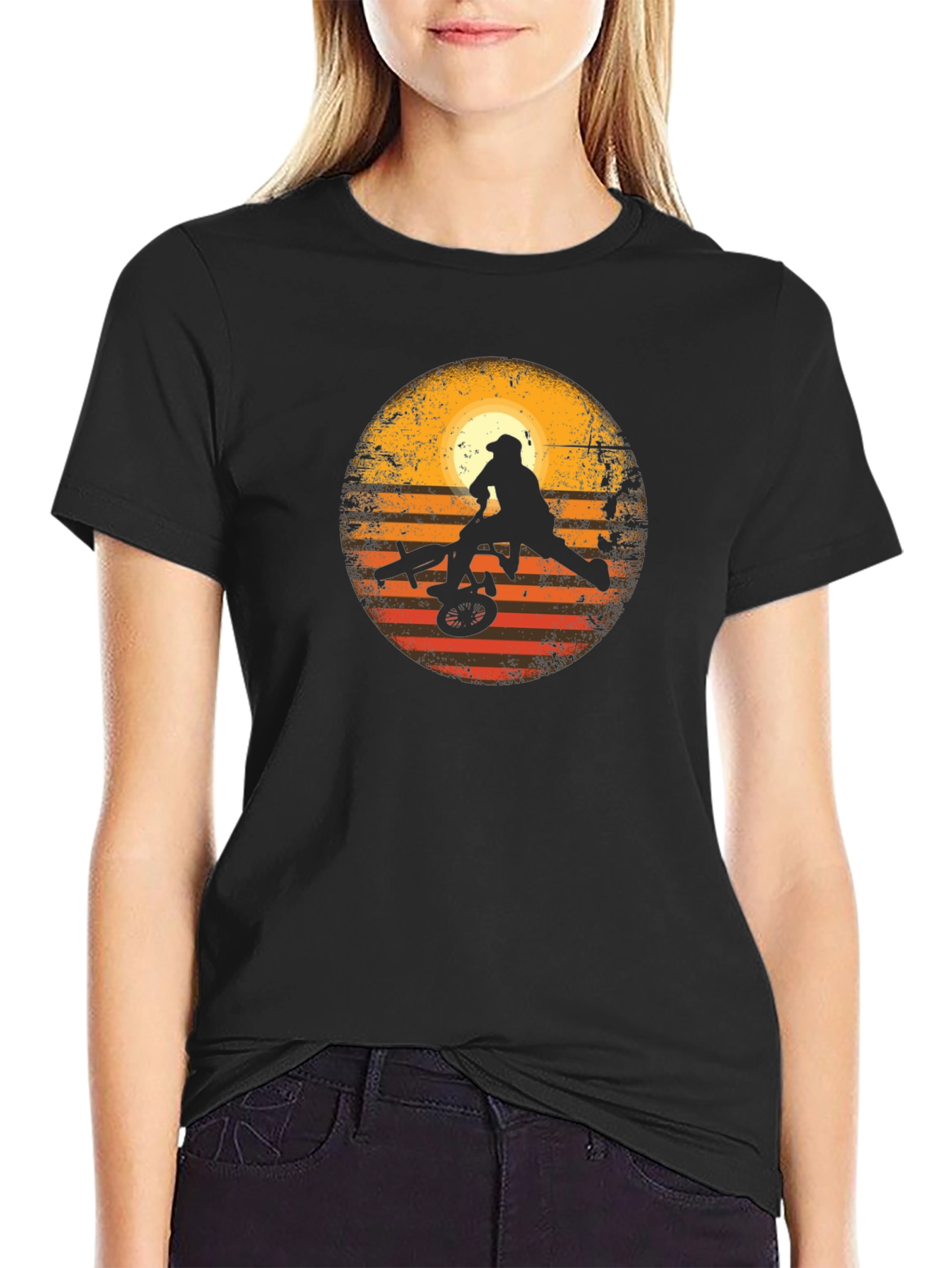 BMX Sunset Silhouette Graphic T-Shirt