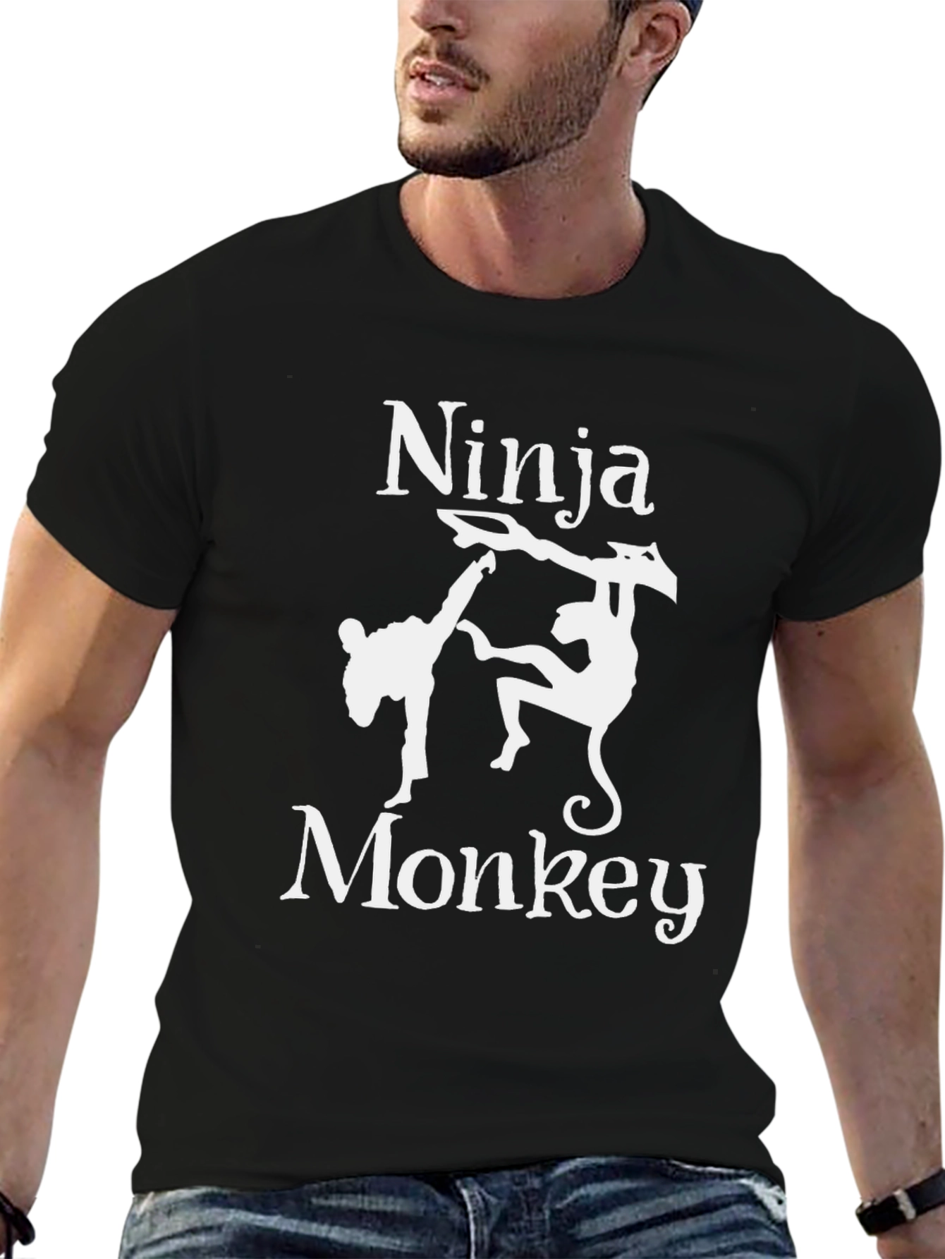 Ninja Monkey T-Shirt - Black Graphic Tee