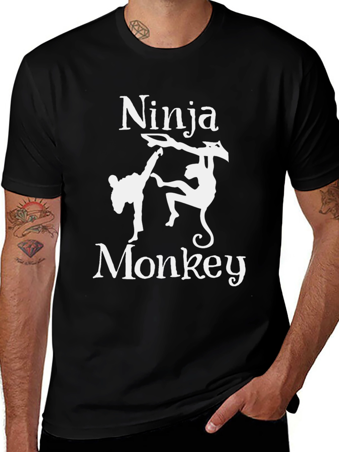 Ninja Monkey T-Shirt - Black Graphic Tee