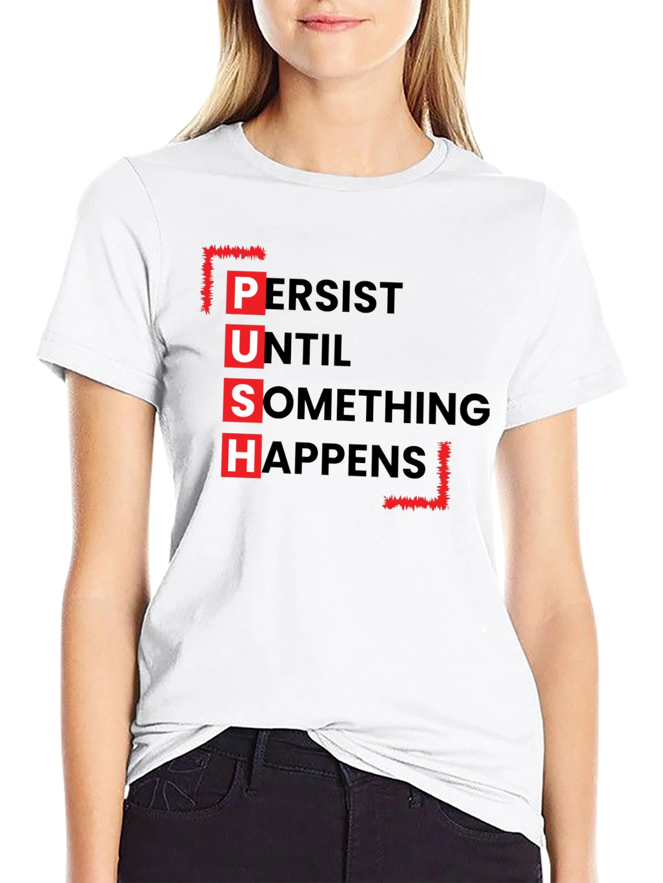 PUSH Graphic Tee - Motivational Black T-Shirt