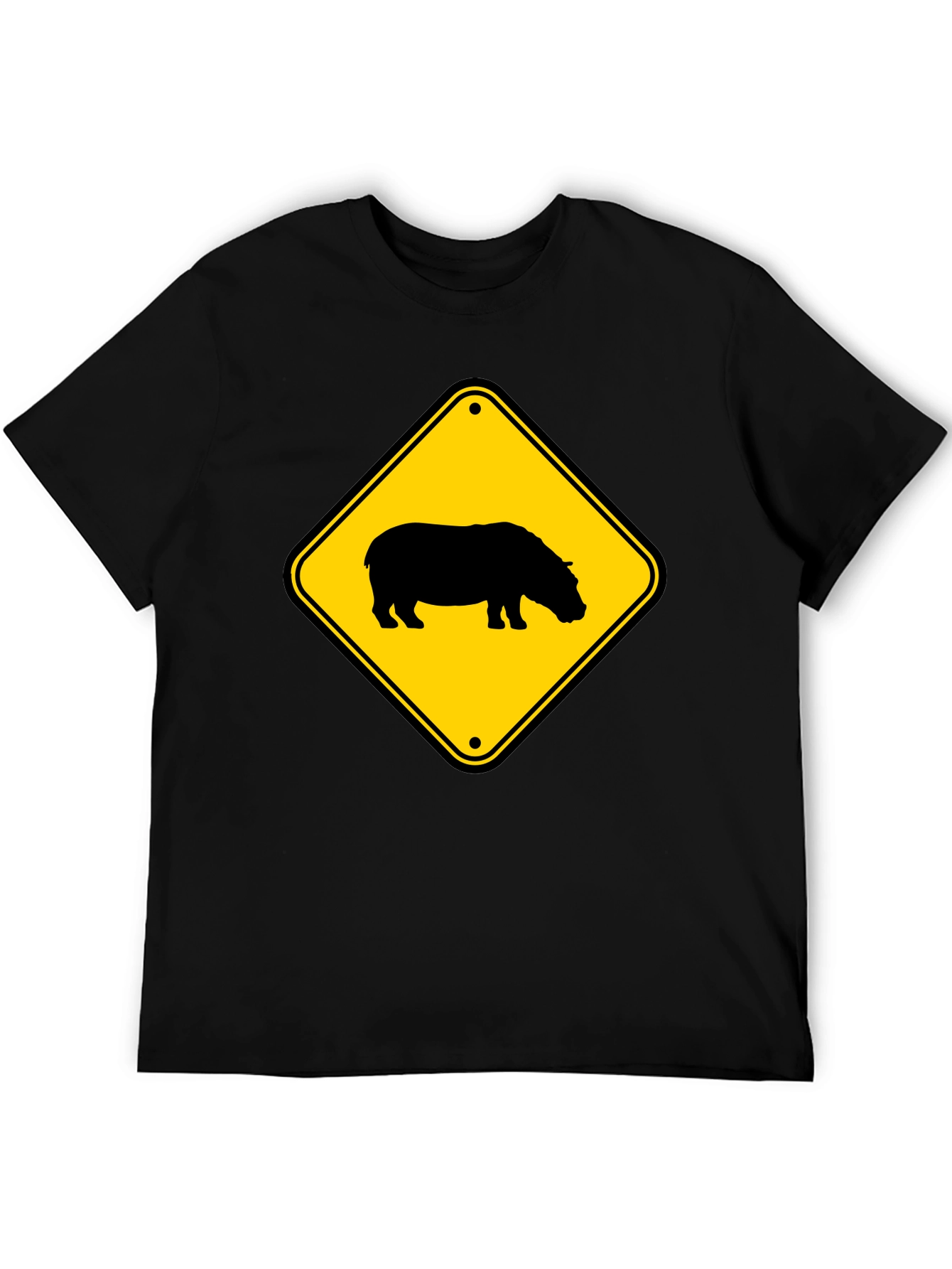 Hippo Crossing Sign Black T-Shirt