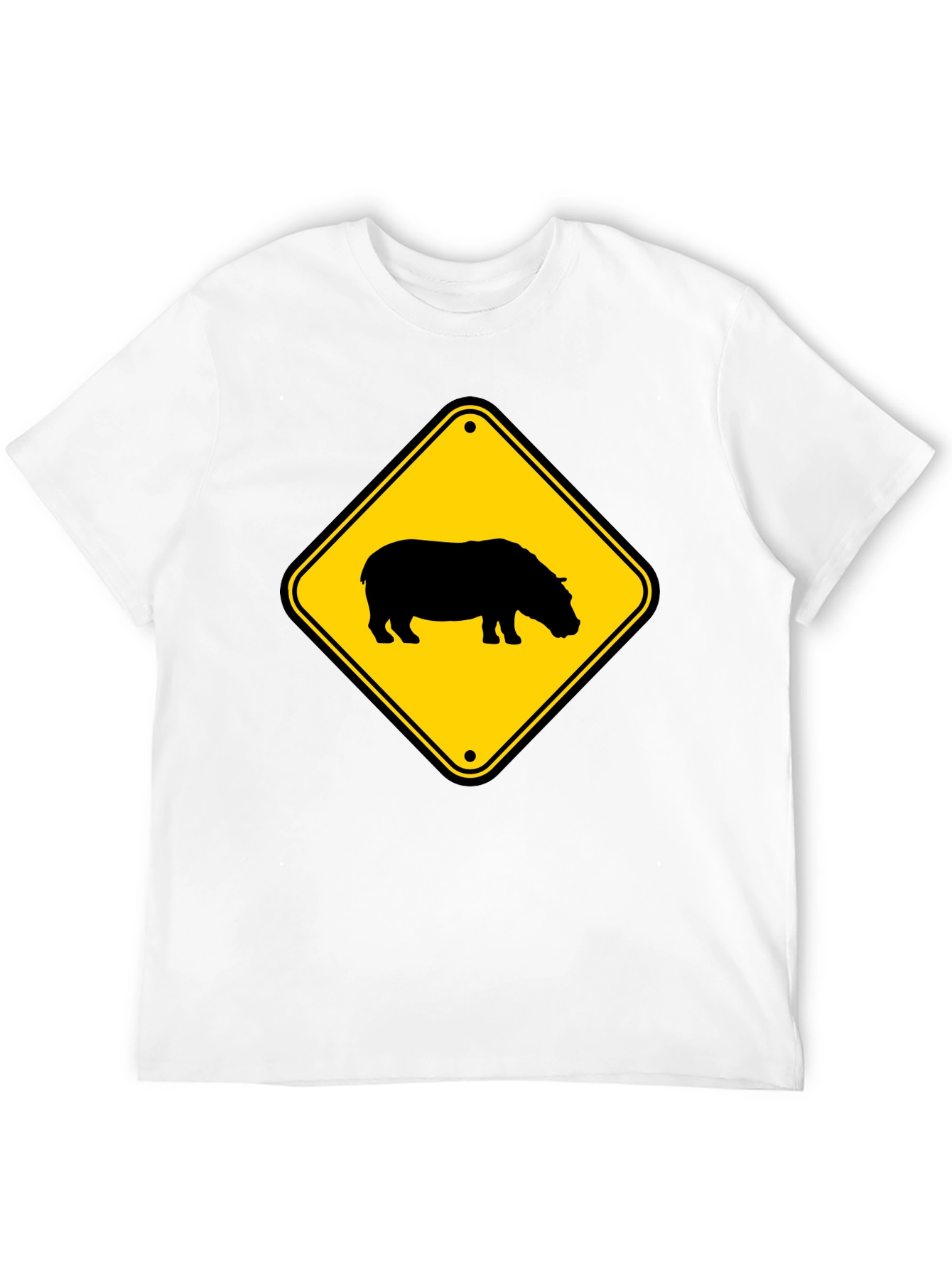 Hippo Crossing Sign Black T-Shirt
