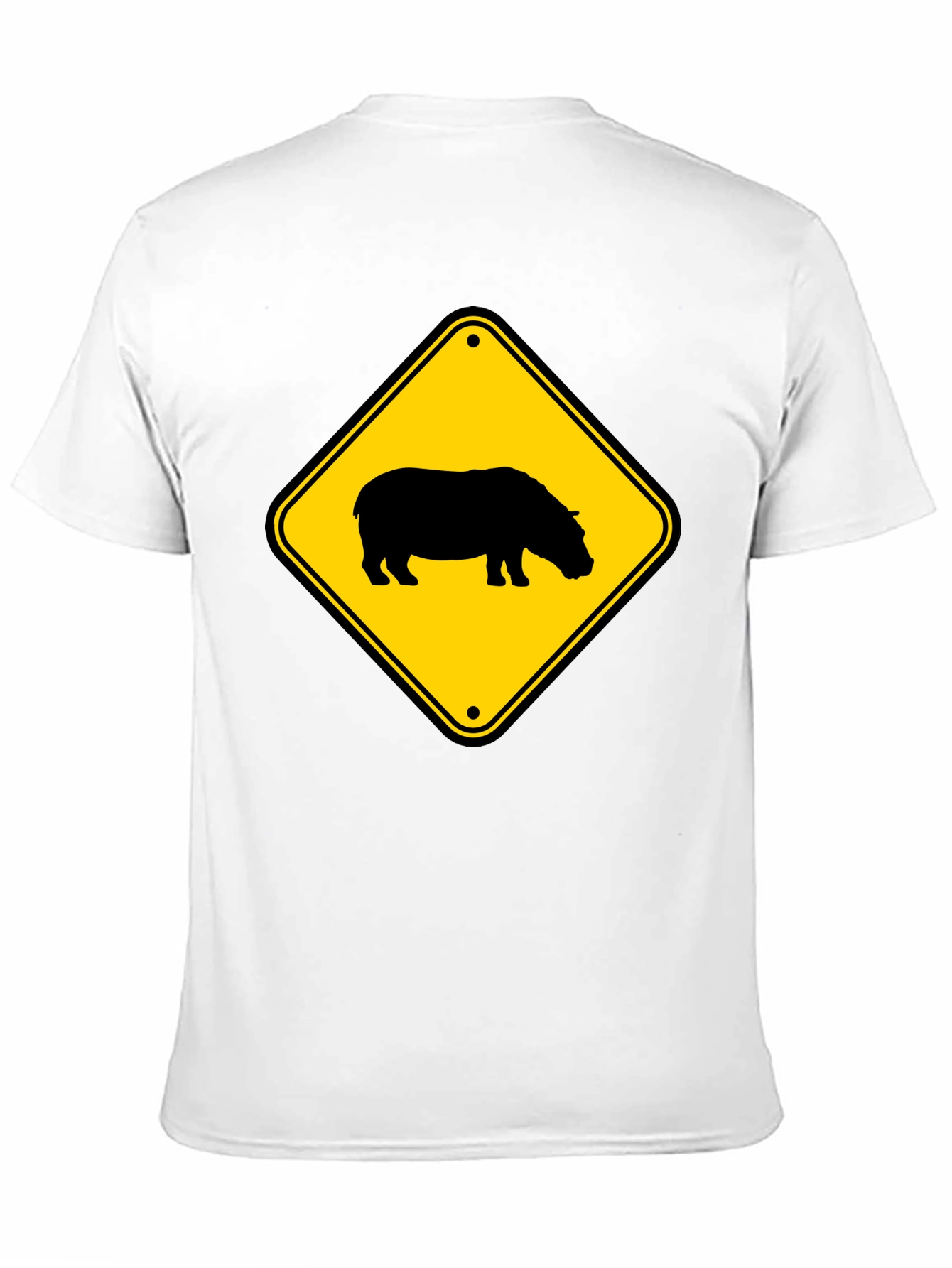 Hippo Crossing Sign Black T-Shirt