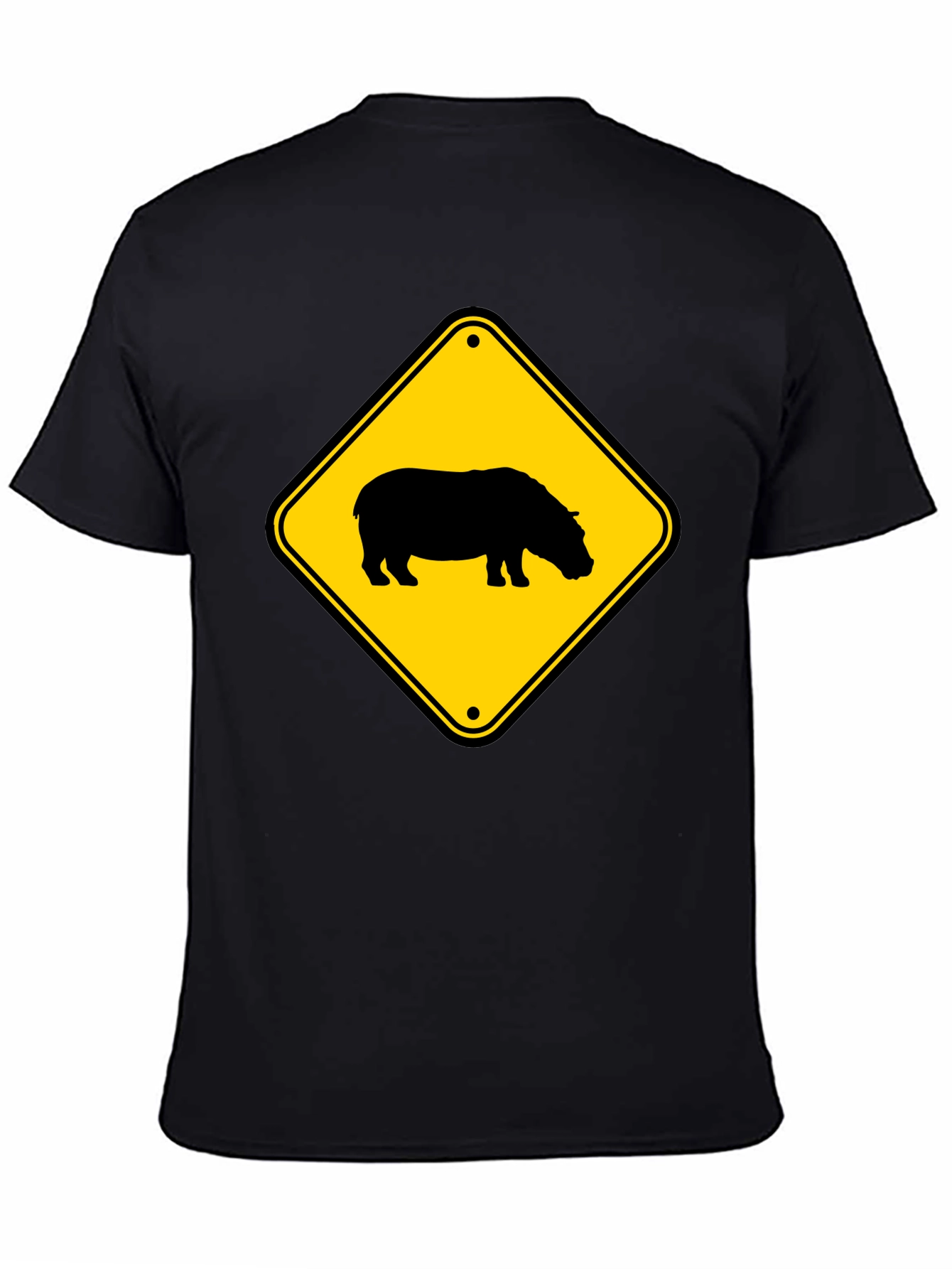 Hippo Crossing Sign Black T-Shirt