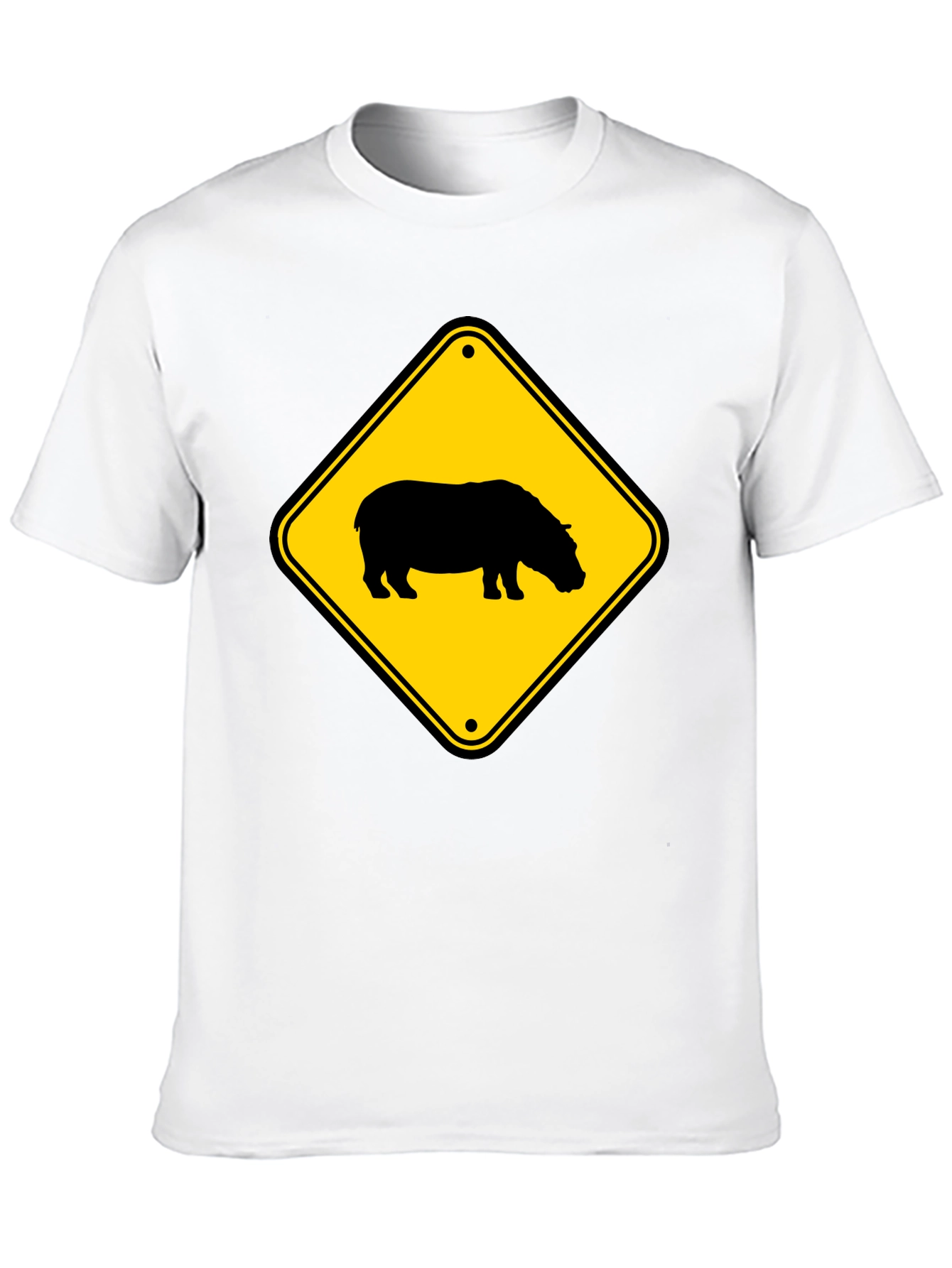 Hippo Crossing Sign Black T-Shirt