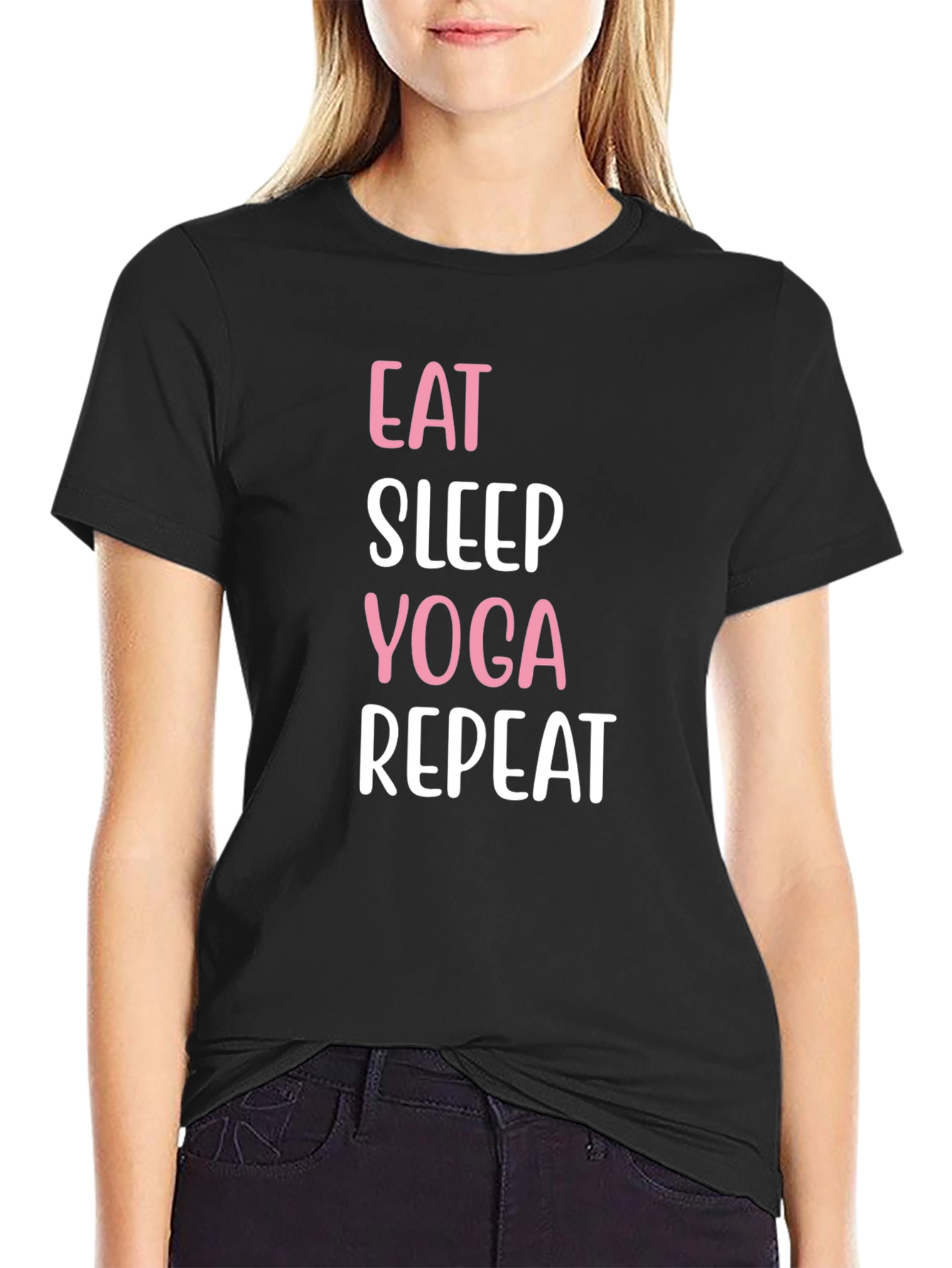 Eat Sleep Yoga Repeat Graphic Tee