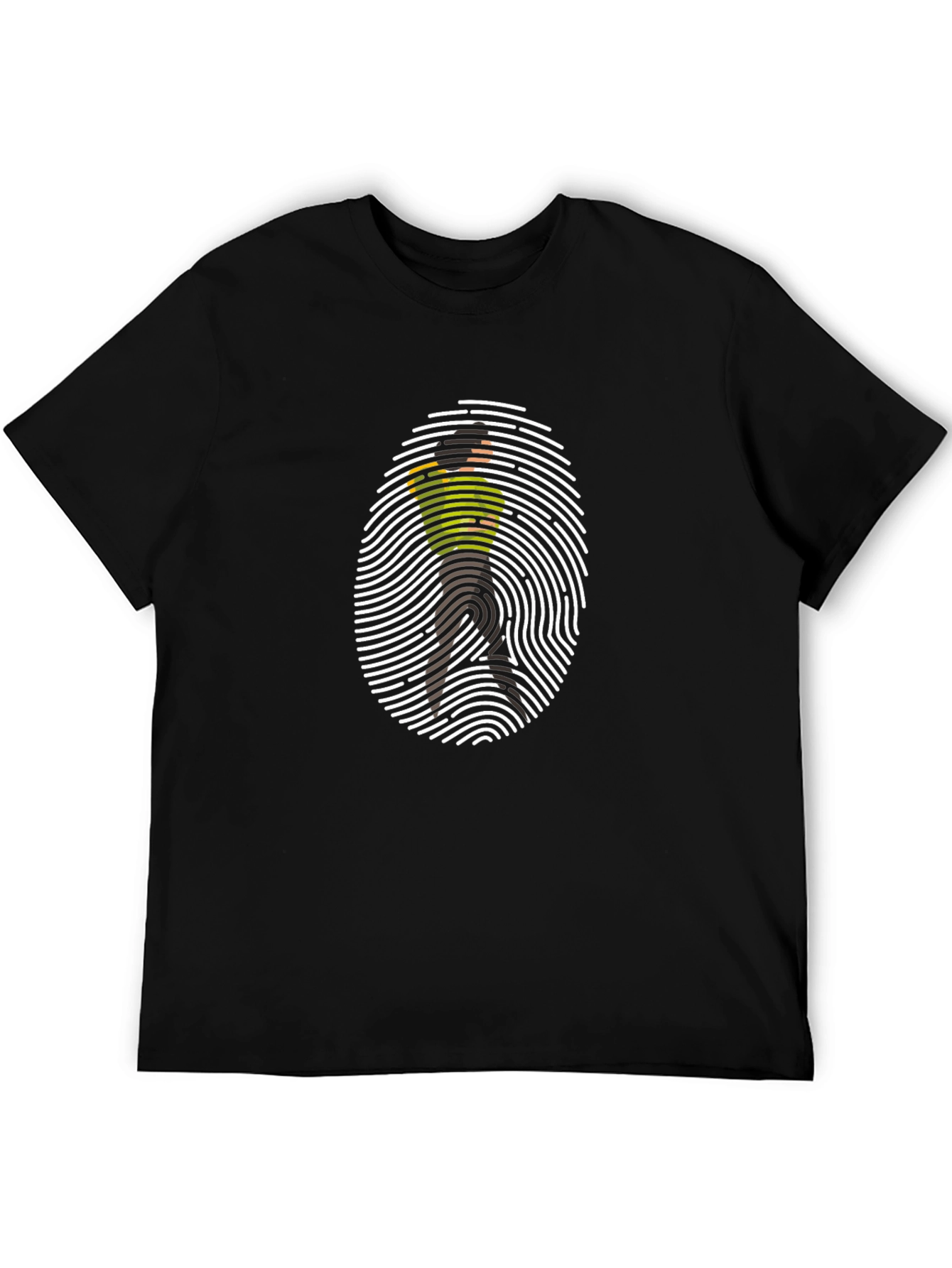 Fingerprint Silhouette Graphic Tee - Black Cotton Casual Wear
