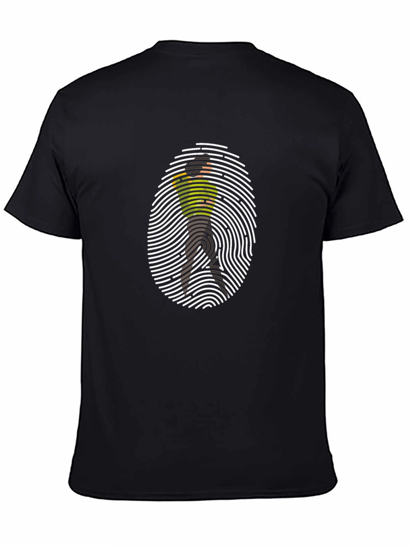 Fingerprint Silhouette Graphic Tee - Black Cotton Casual Wear