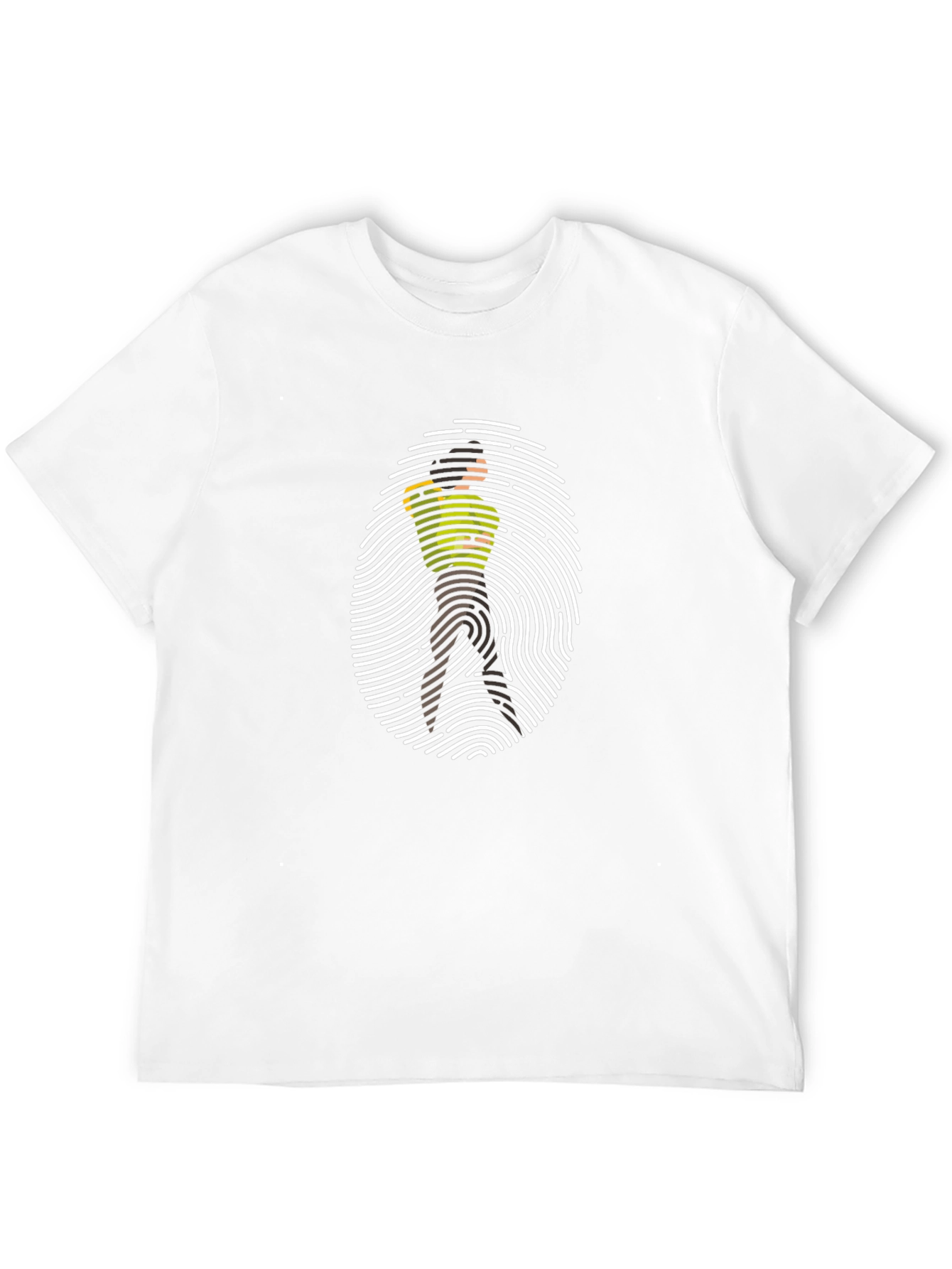 Fingerprint Silhouette Graphic Tee - Black Cotton Casual Wear