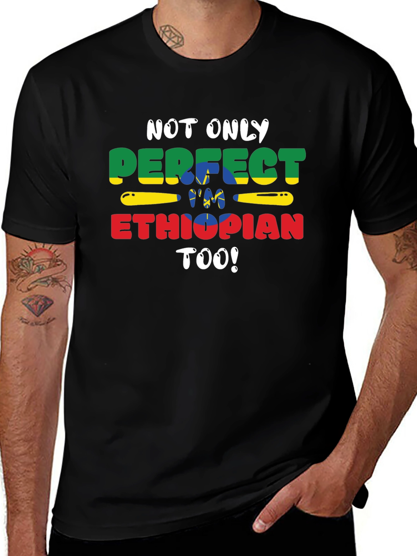 Perfect Ethiopian Tee - Black Short Sleeve Shirt