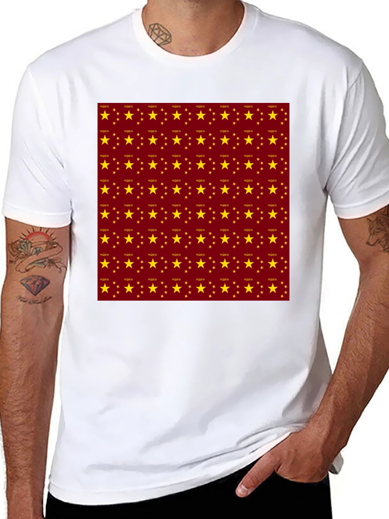 Star Pattern Crew Neck T-Shirt