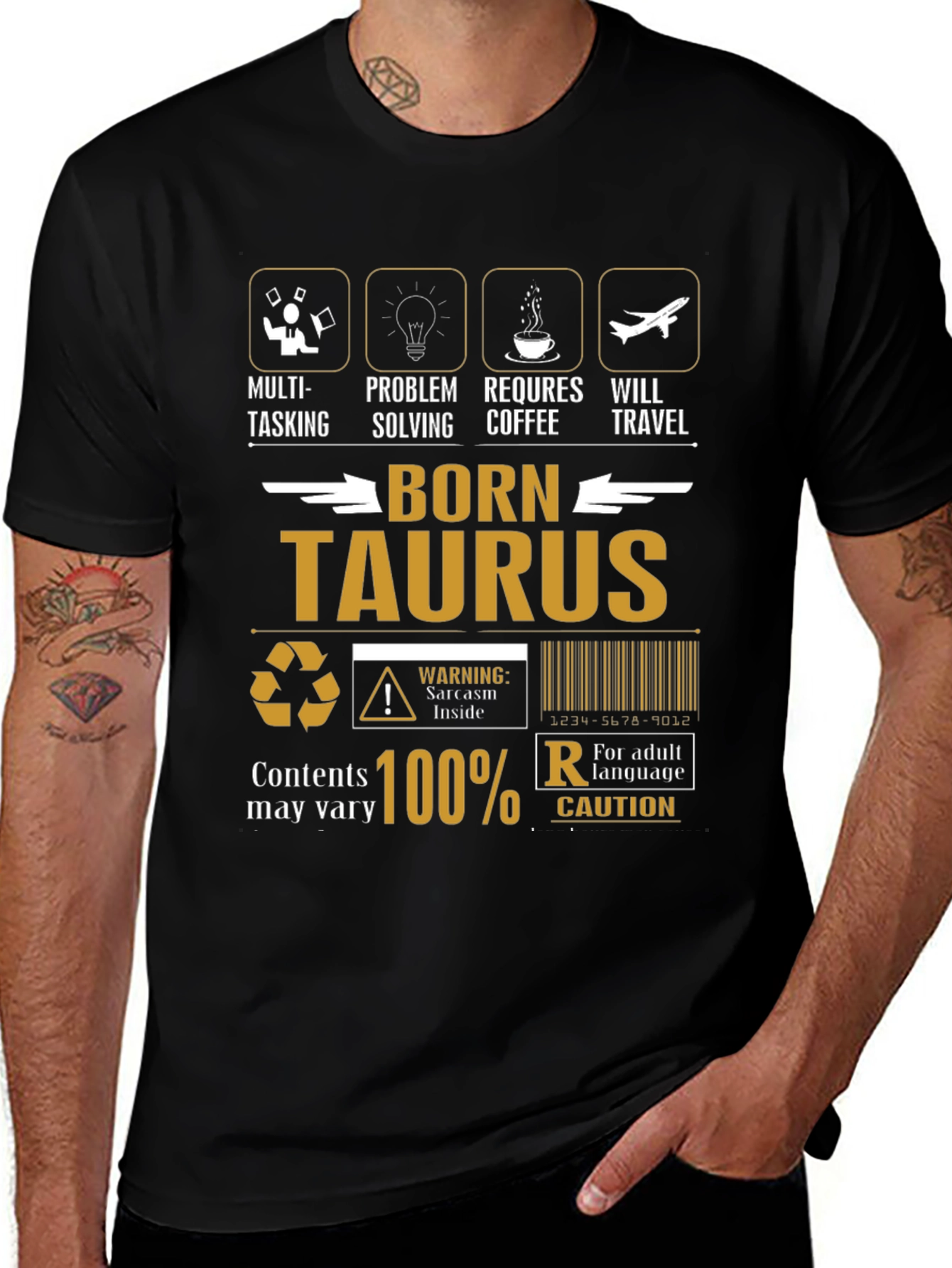Born Taurus T-Shirt - Multi-Tasking Coffee Travel
