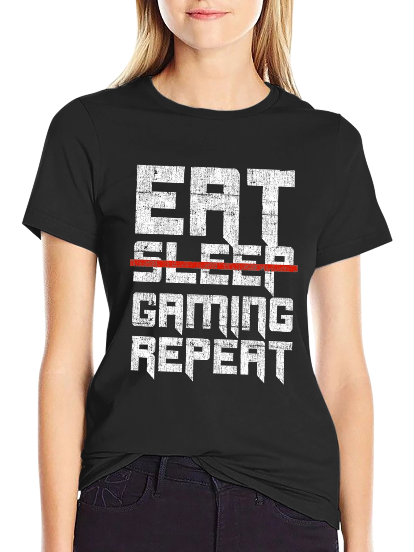 Eat Sleep Gaming Repeat Mens Black T-Shirt