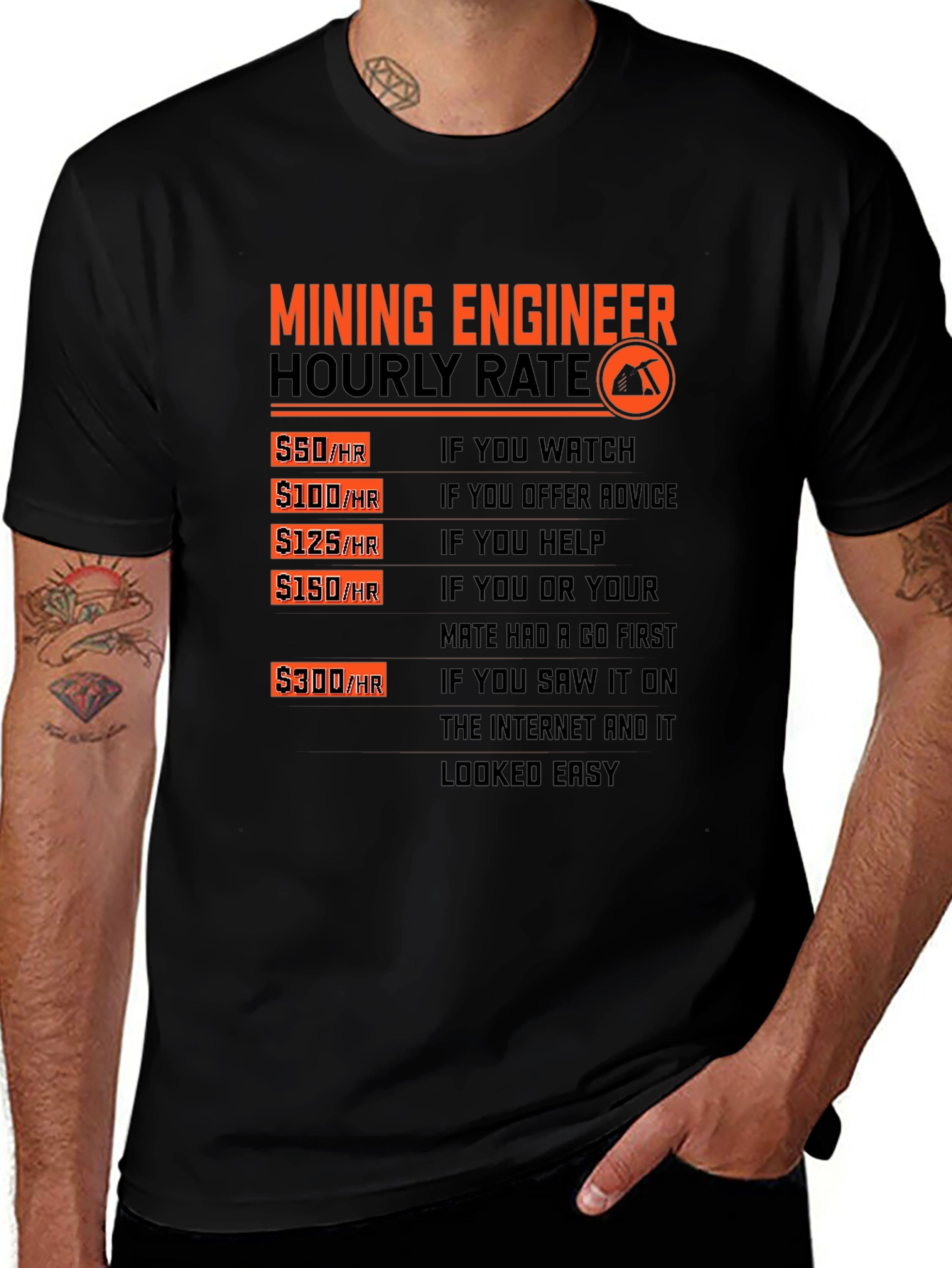 Mining Engineer Hourly Rate Graphic T-Shirt