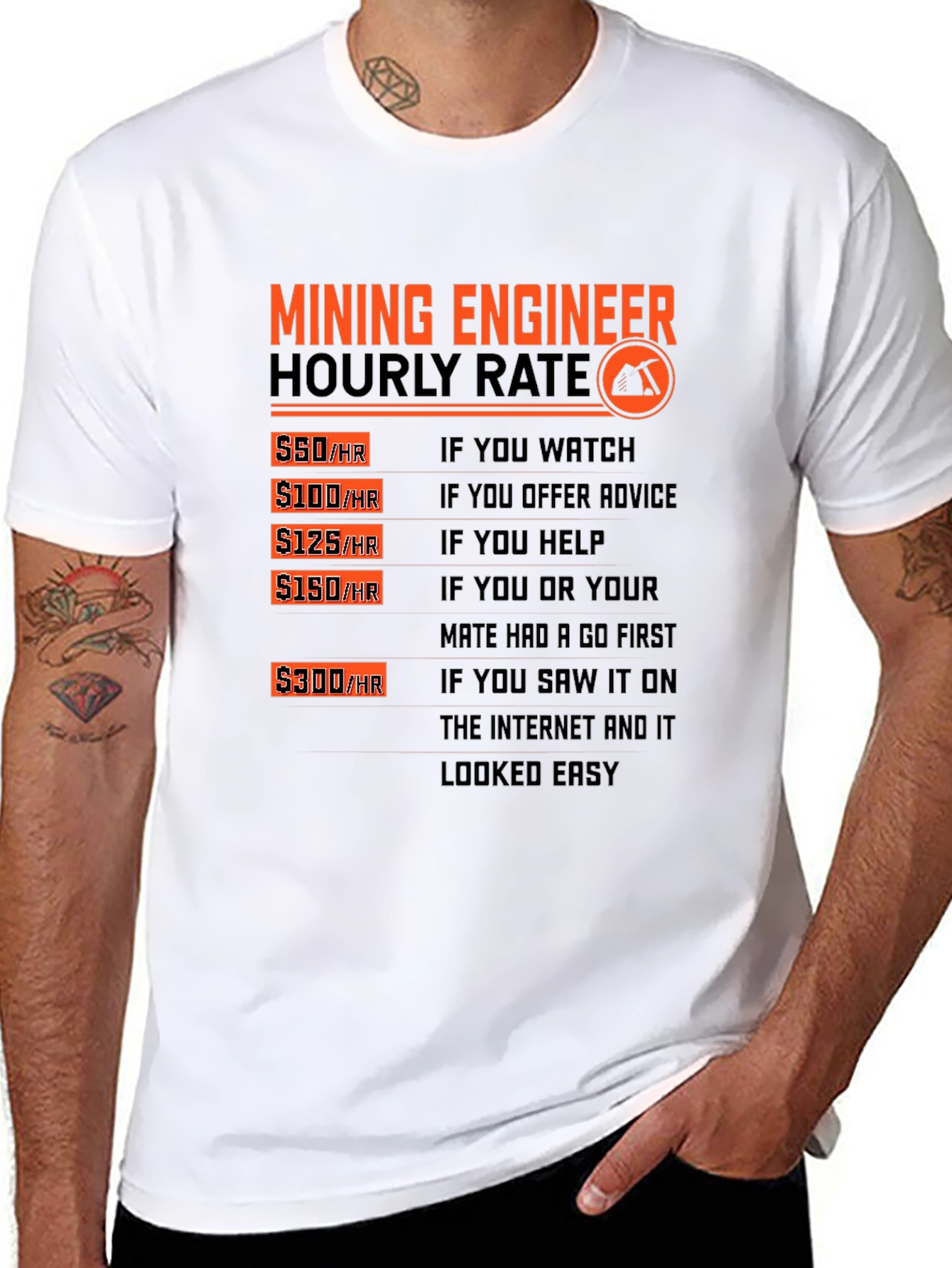 Mining Engineer Hourly Rate Graphic T-Shirt