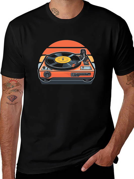 Retro Turntable Graphic Tee - Vintage Music Lover T-Shirt