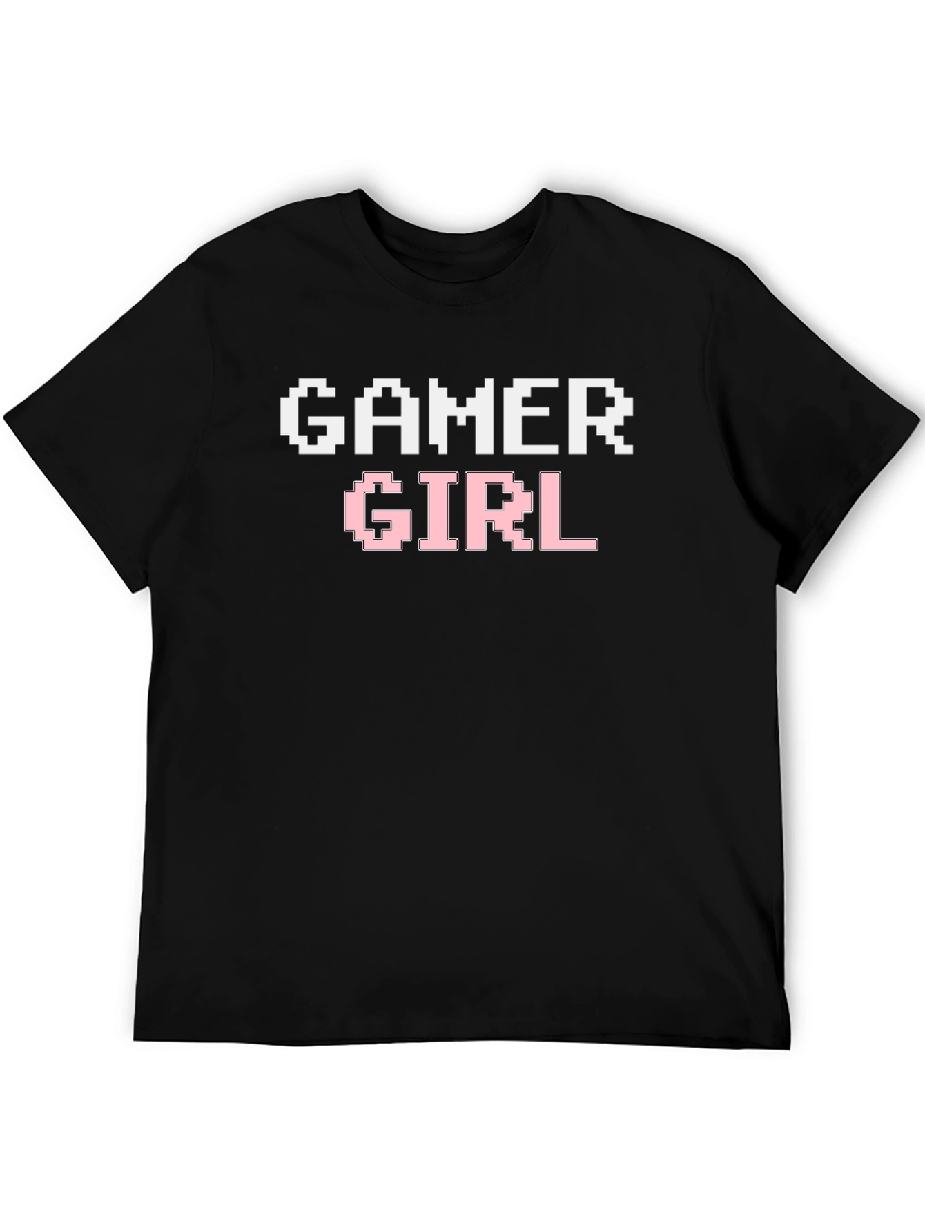 Gamer Girl Pixel Art Black T-Shirt