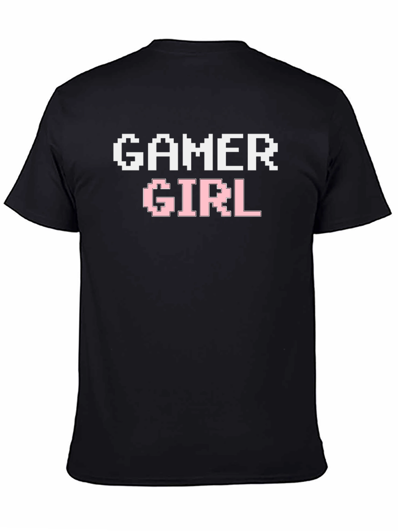 Gamer Girl Pixel Art Black T-Shirt