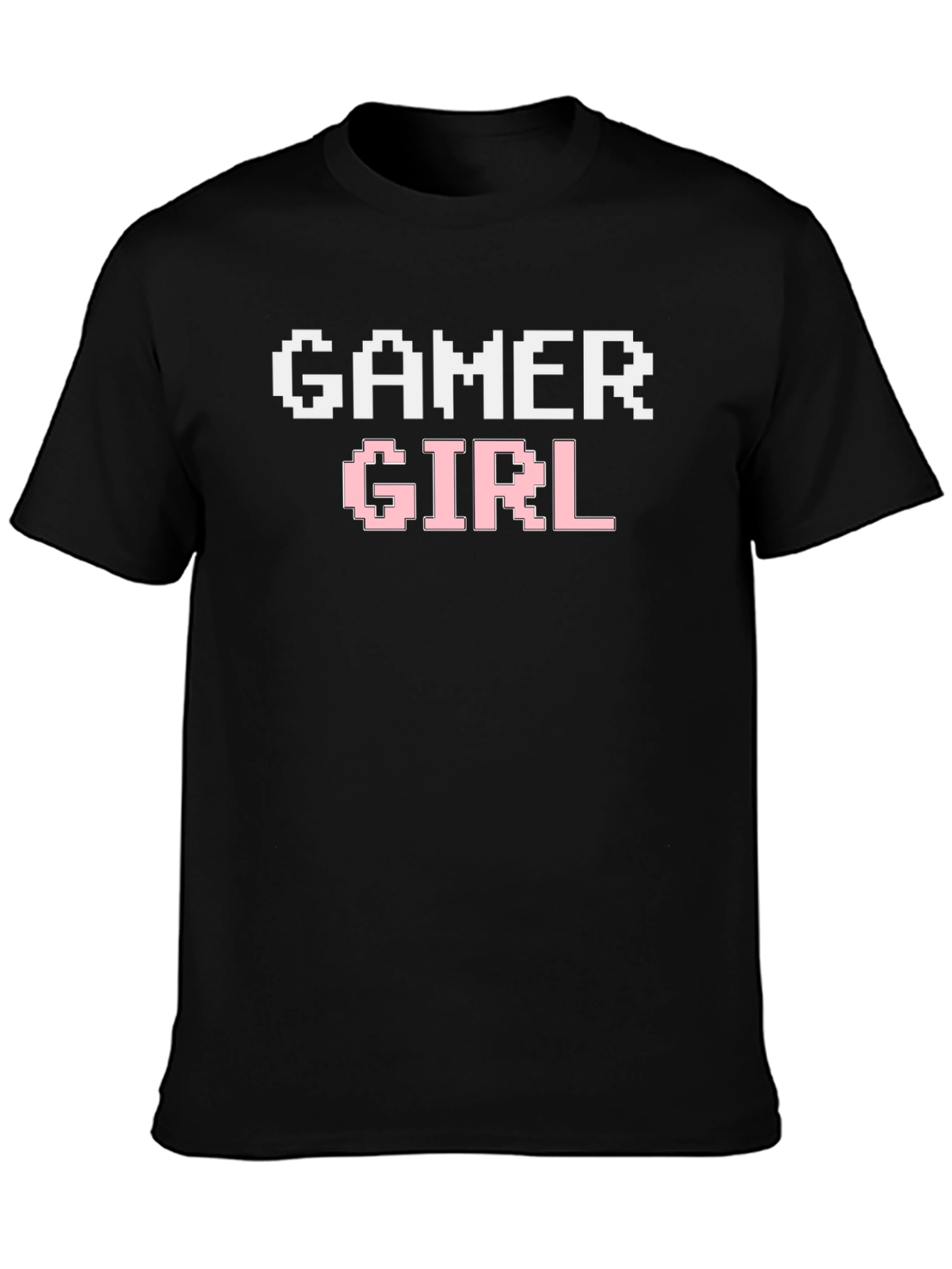 Gamer Girl Pixel Art Black T-Shirt