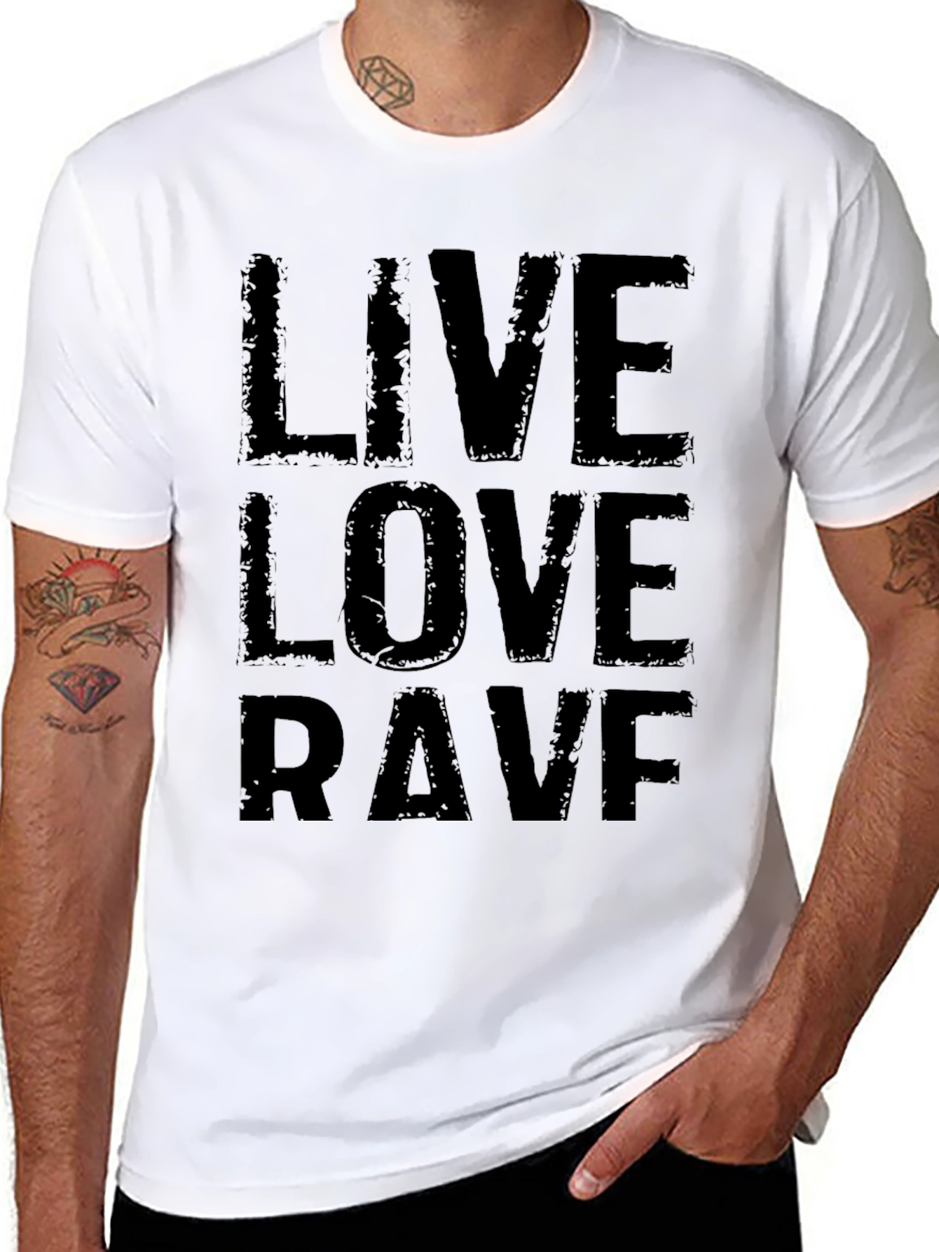 Live Love Rave Black Graphic T-Shirt
