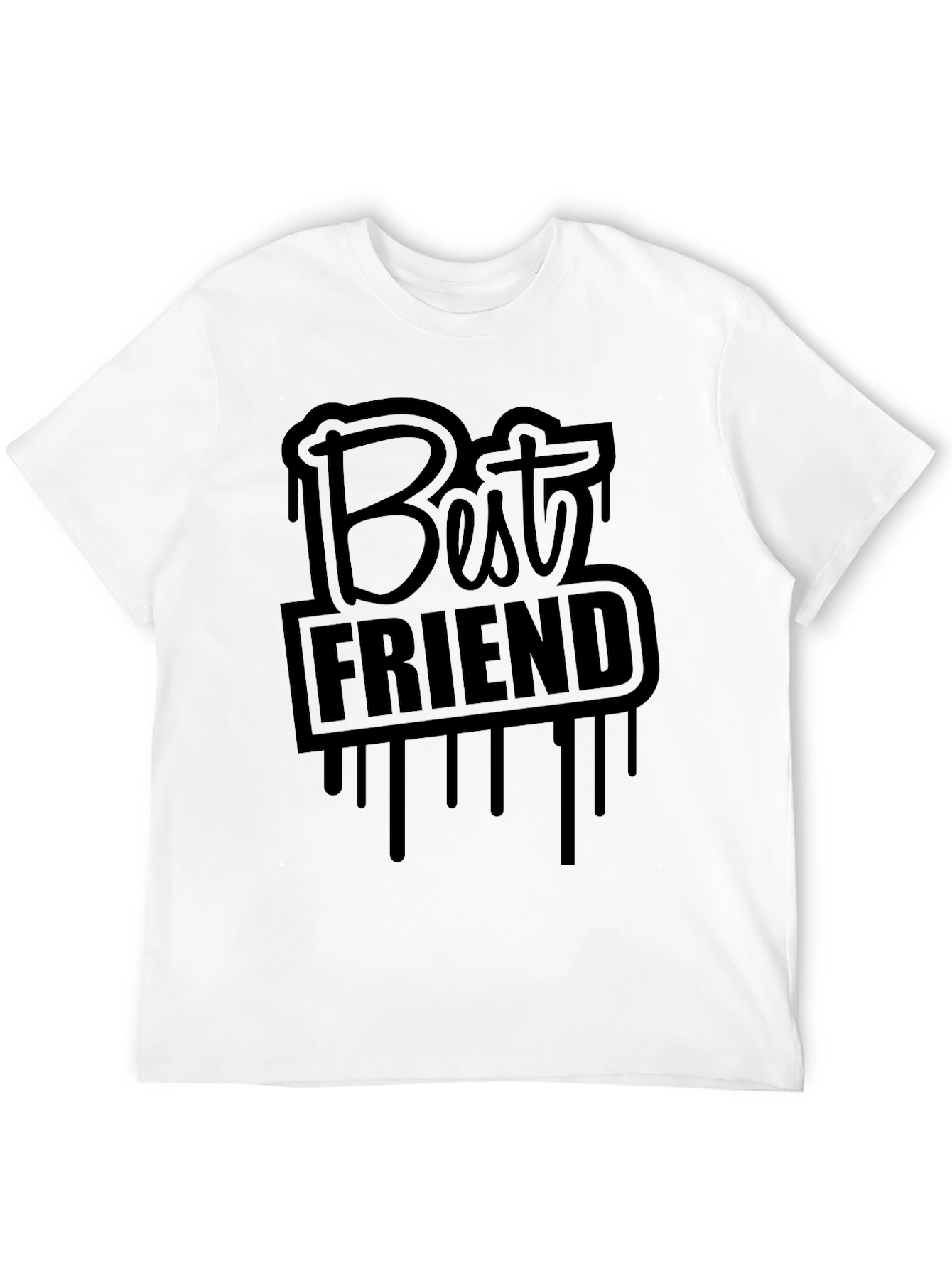 Best Friend Graphic Print T-Shirt - Casual Black Tee