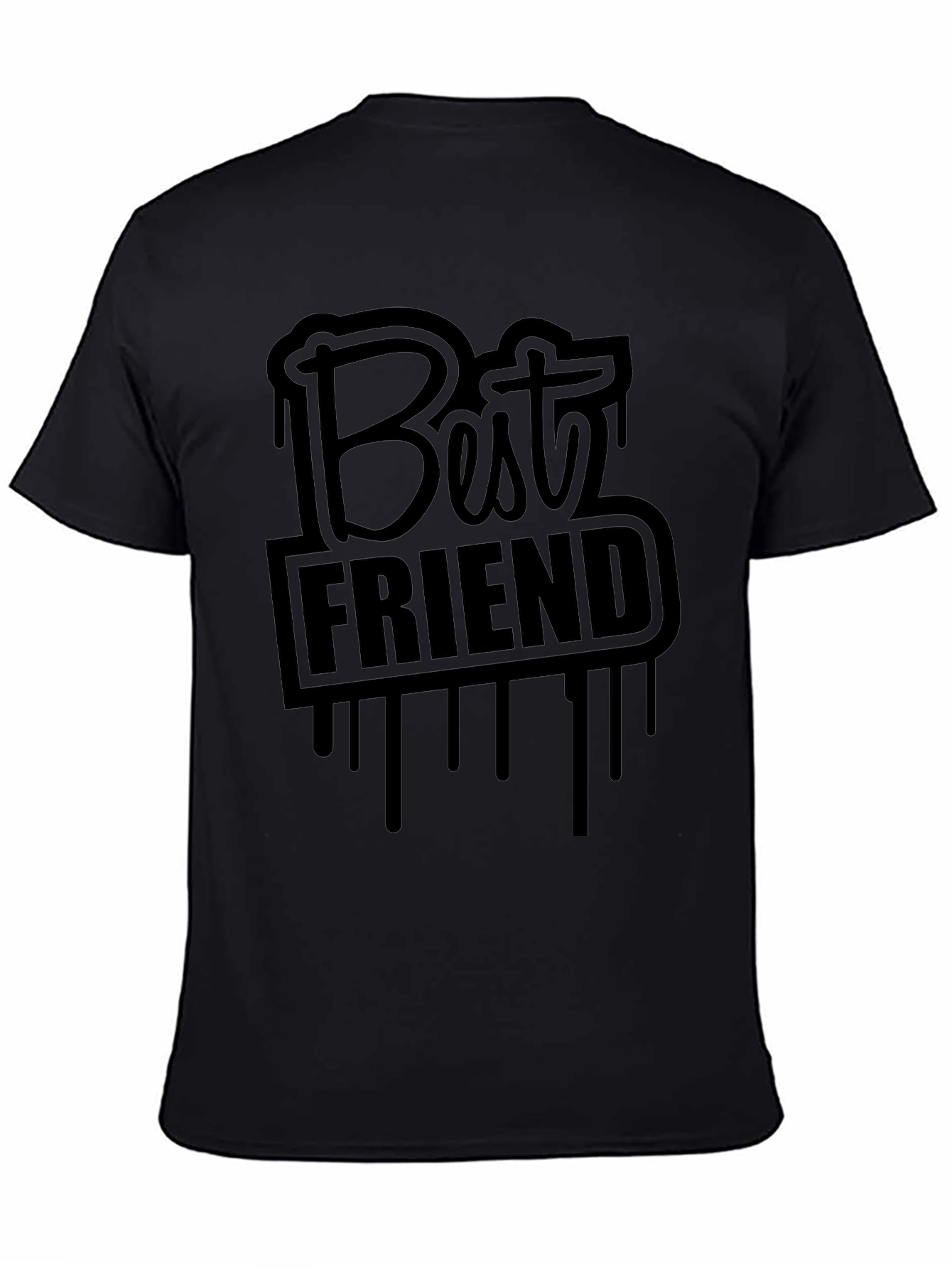 Best Friend Graphic Print T-Shirt - Casual Black Tee