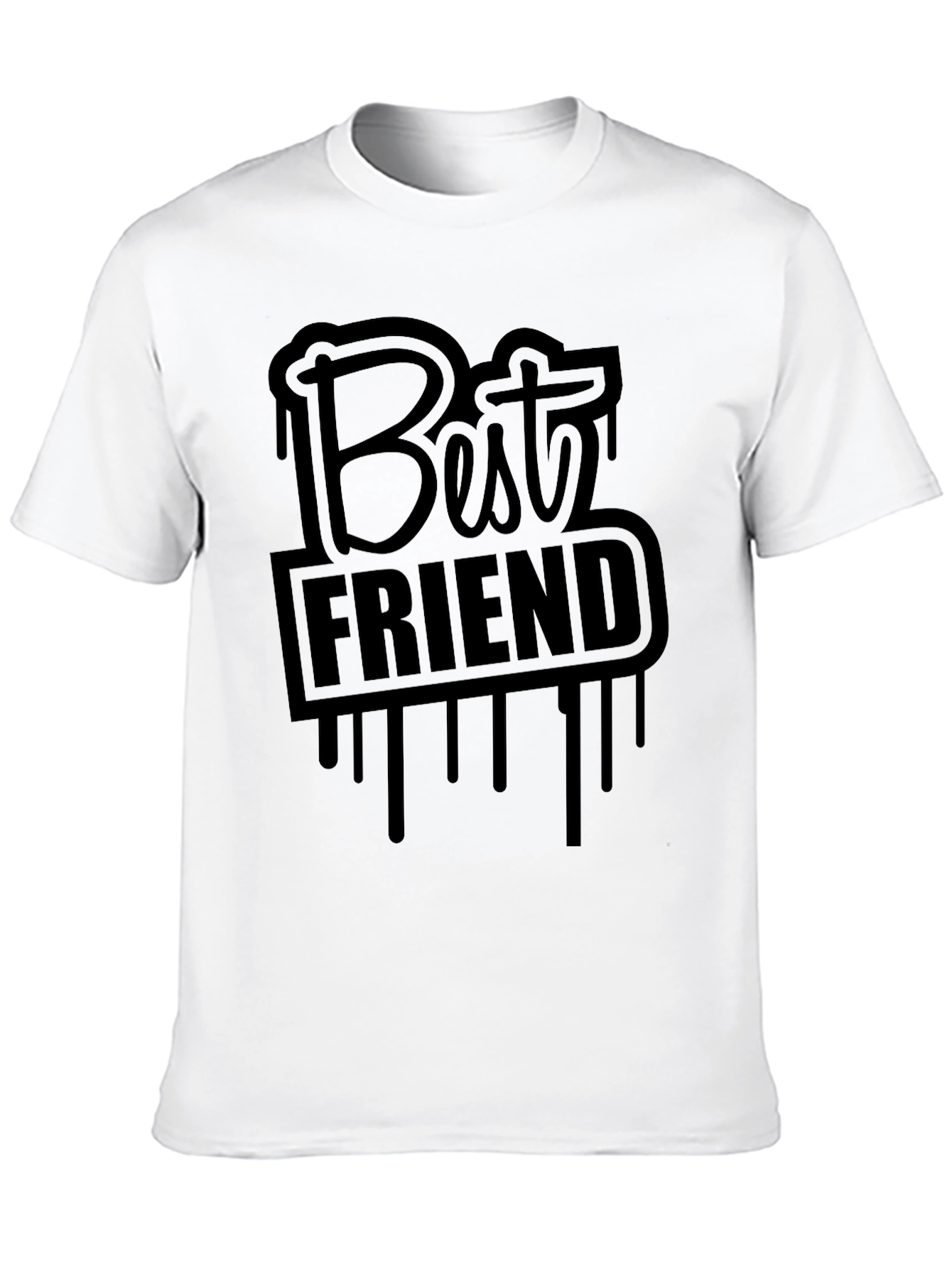 Best Friend Graphic Print T-Shirt - Casual Black Tee