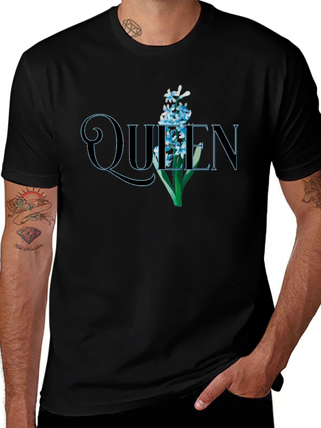 Queen Floral Graphic Black T-Shirt