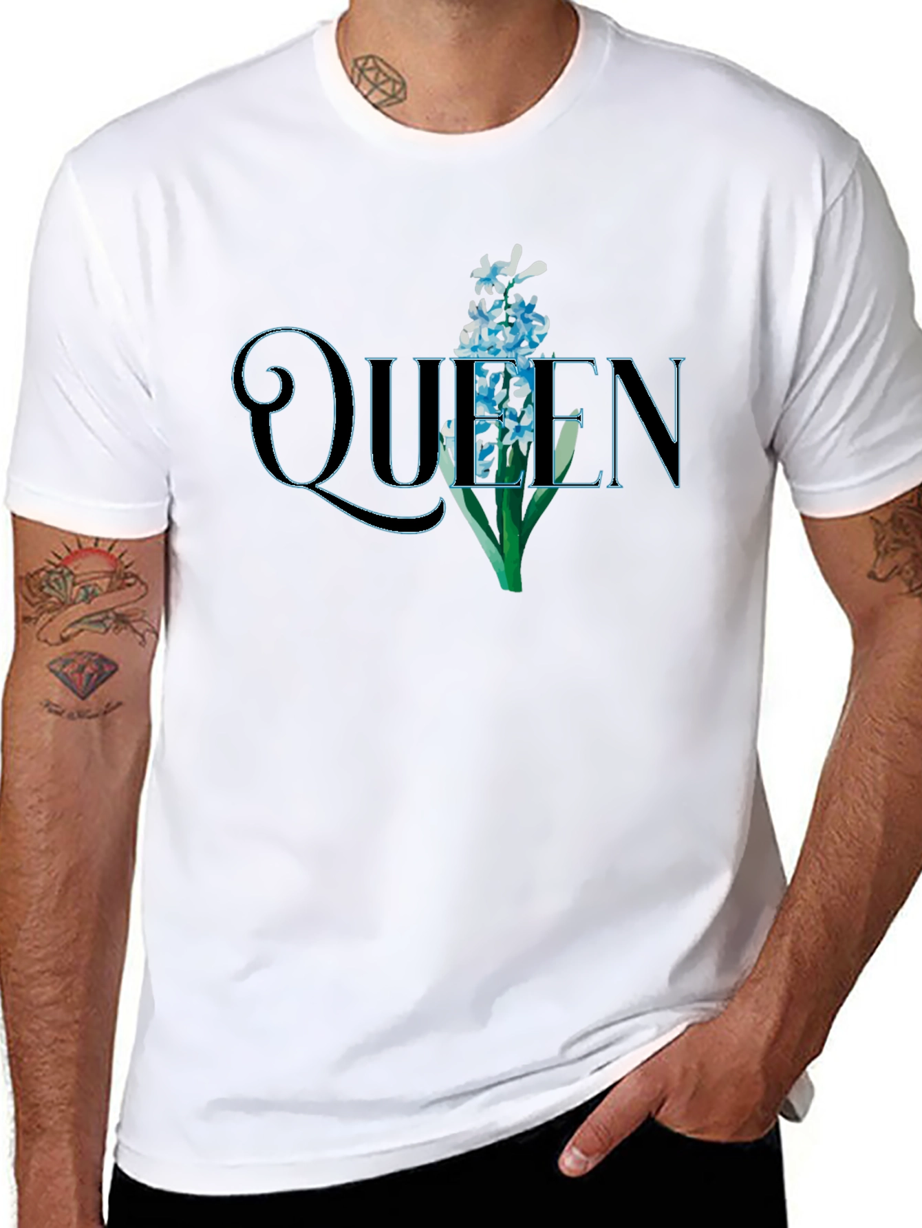 Queen Floral Graphic Black T-Shirt